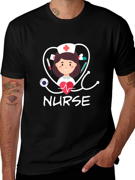 Nurse Graphic T-Shirt - Black Cotton Blend