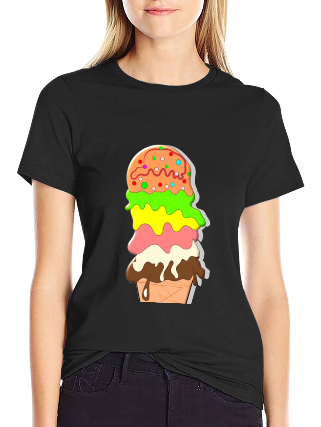 Ice Cream Stack Graphic Tee - Fun Summer Style