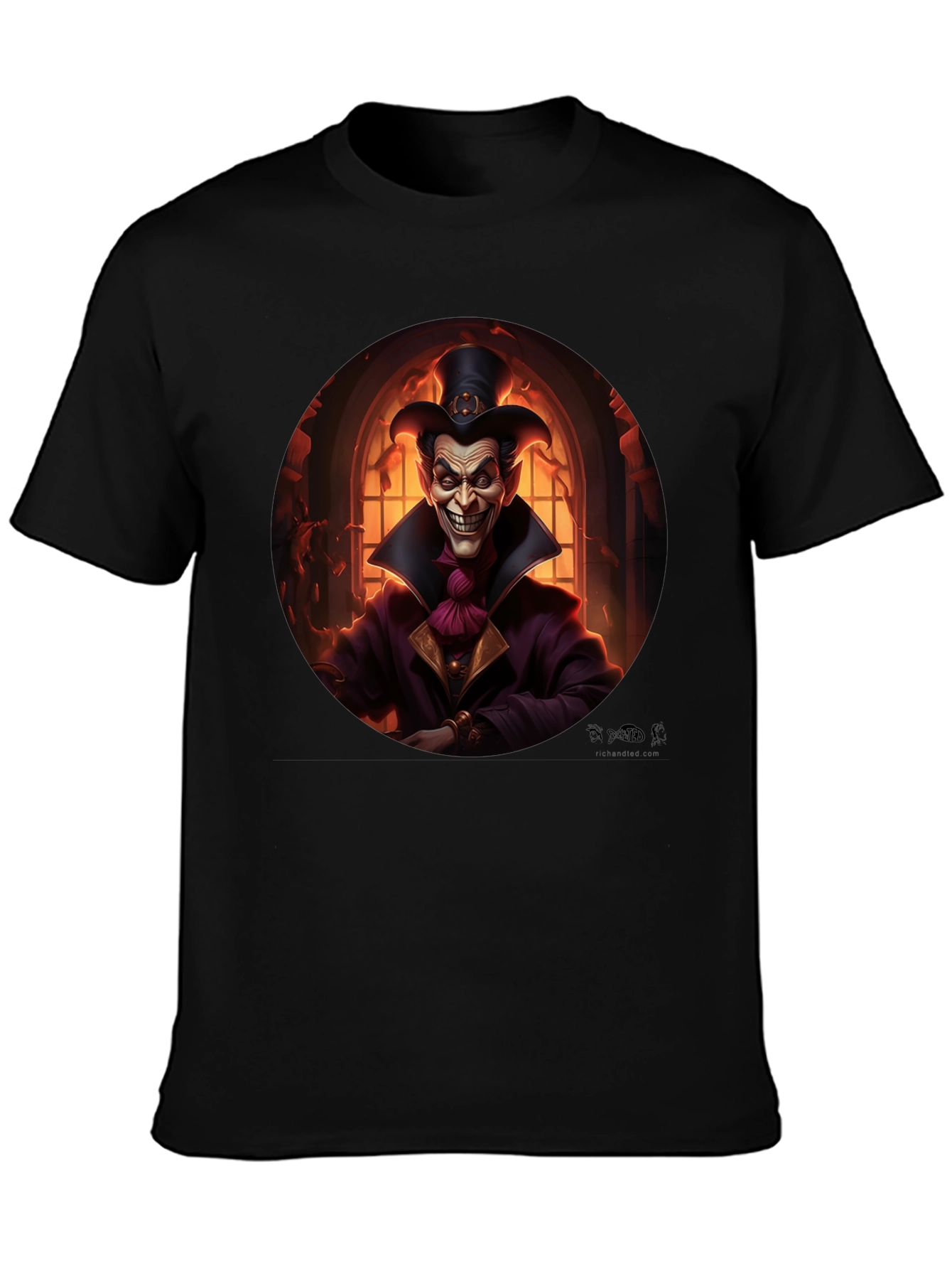 Evil Jester Graphic Tee - Black Cotton Shirt