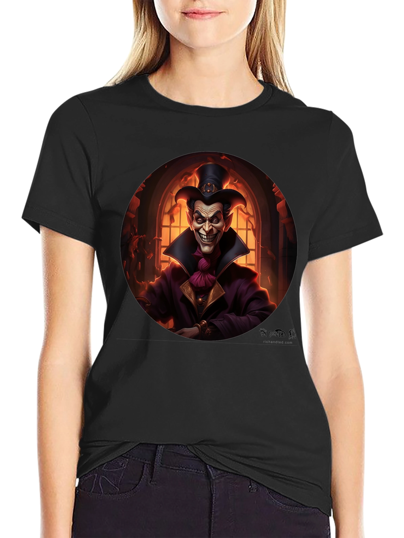 Evil Jester Graphic Tee - Black Cotton Shirt