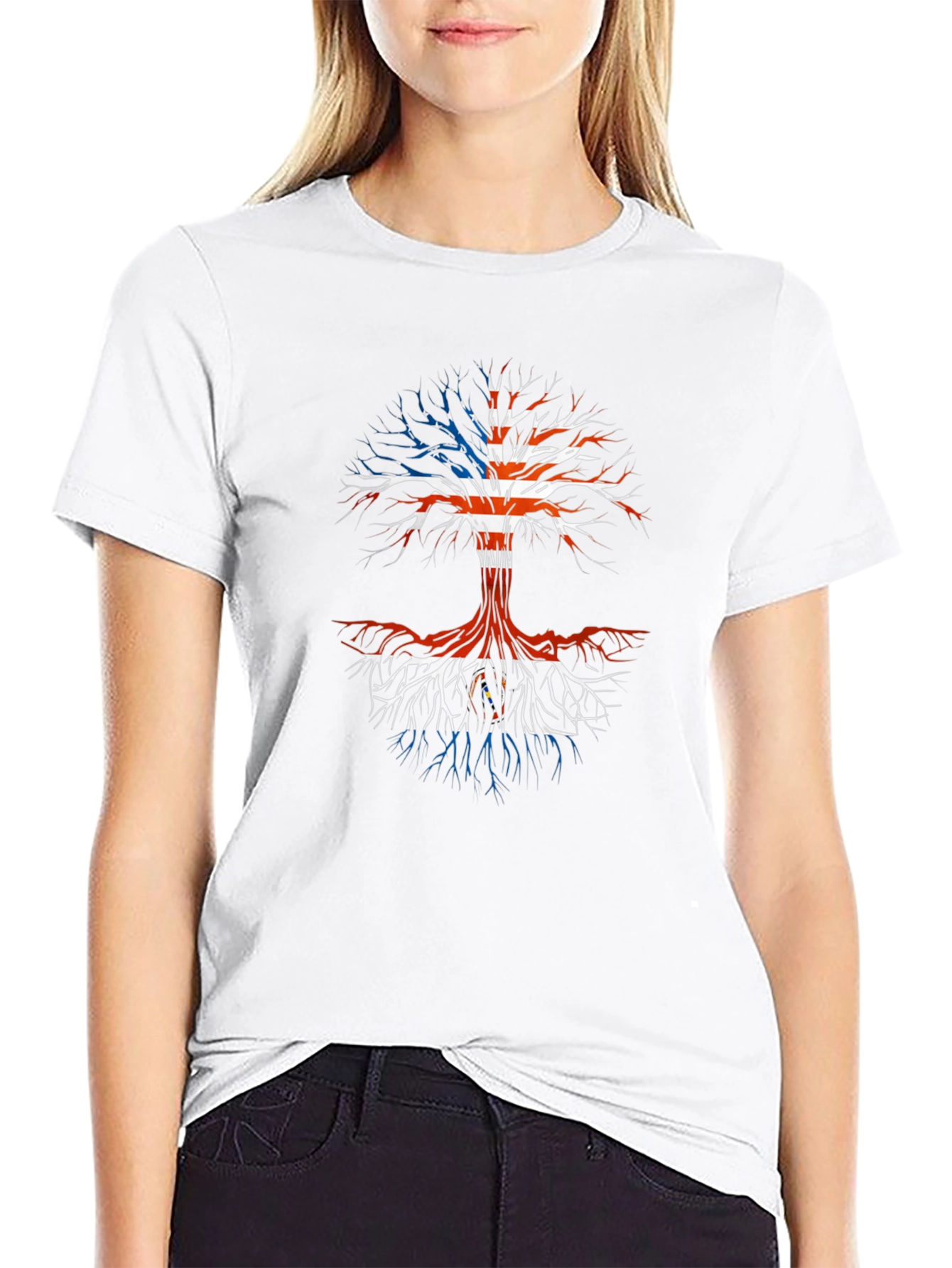 American Roots T-Shirt - USA Flag Tree of Life