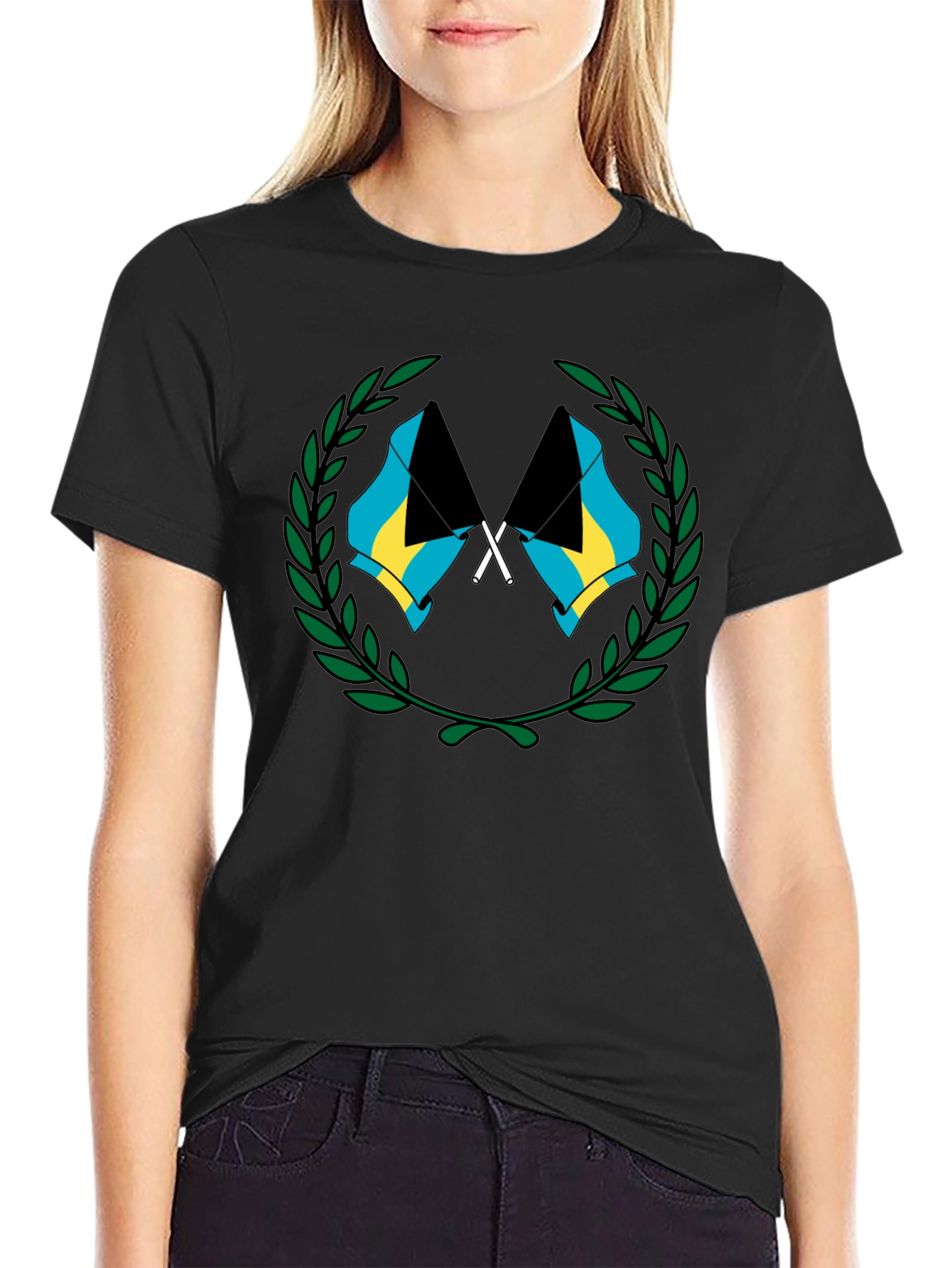 Bahamas Flag Graphic T-Shirt - Black