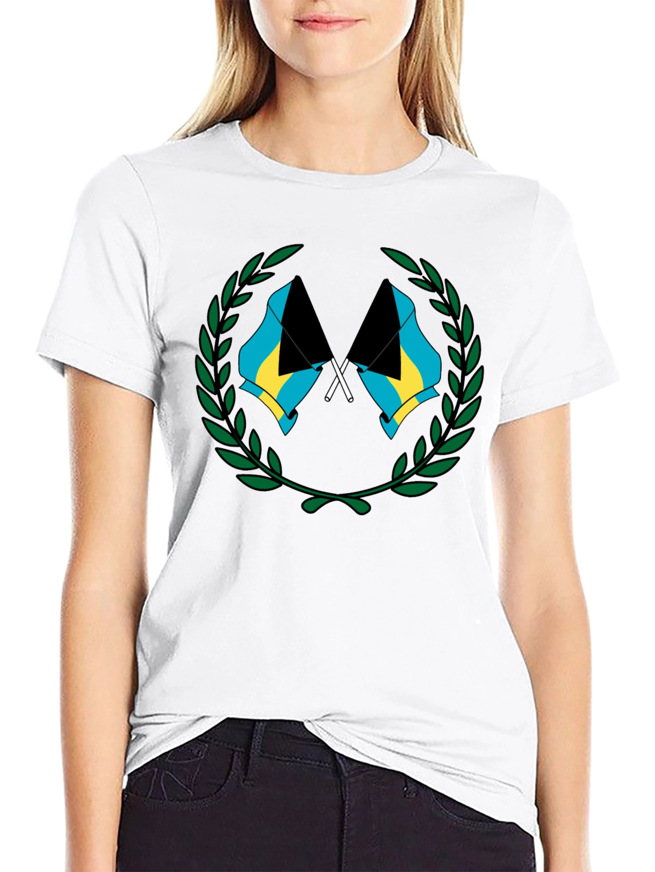 Bahamas Flag Graphic T-Shirt - Black