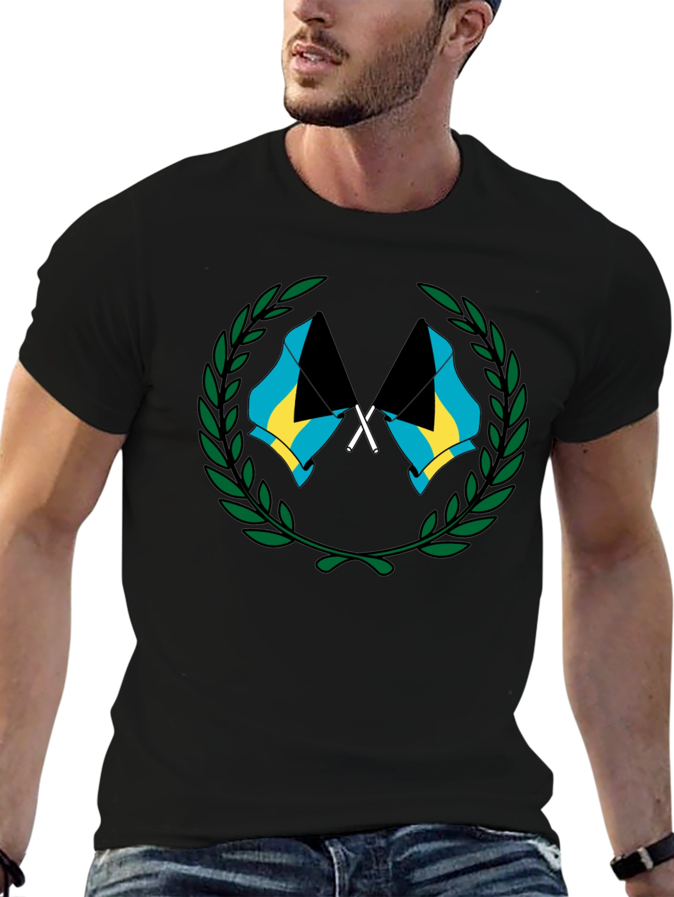 Bahamas Flag Graphic T-Shirt - Black