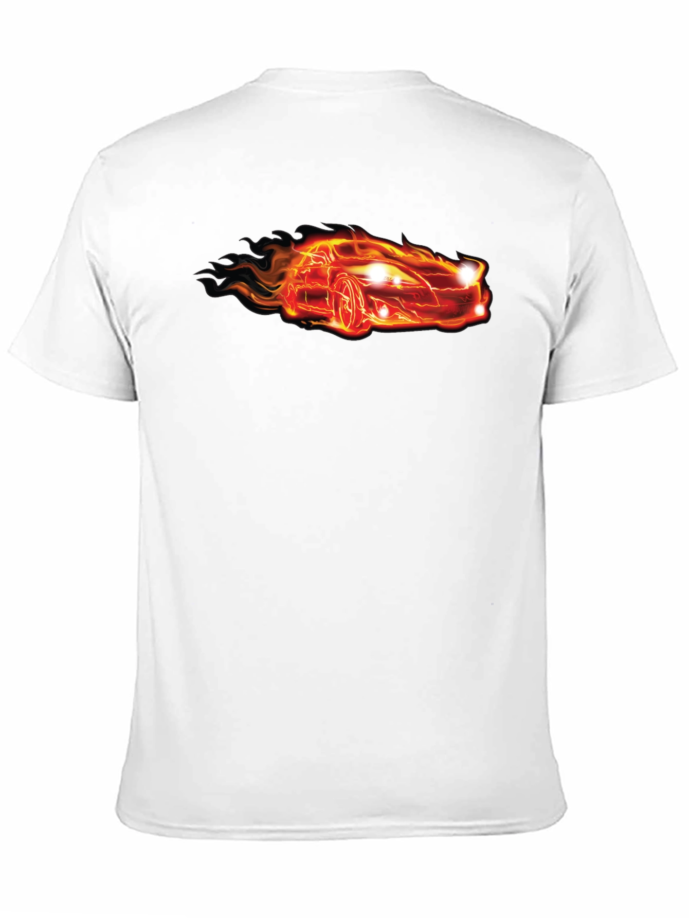 Flaming Car Graphic Tee - Cool Black T-Shirt