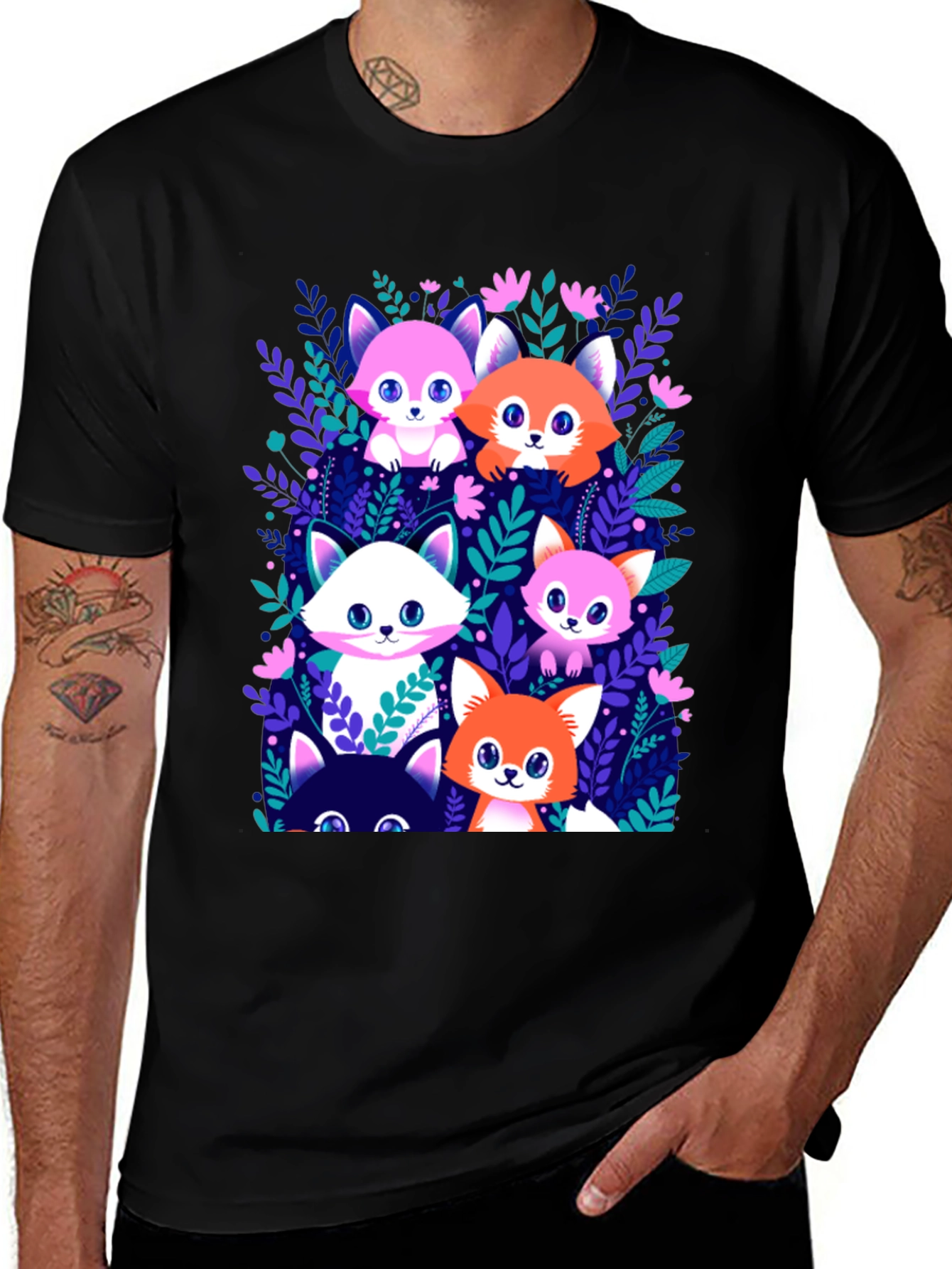 Cute Cartoon Foxes T-Shirt - Fun Graphic Tee
