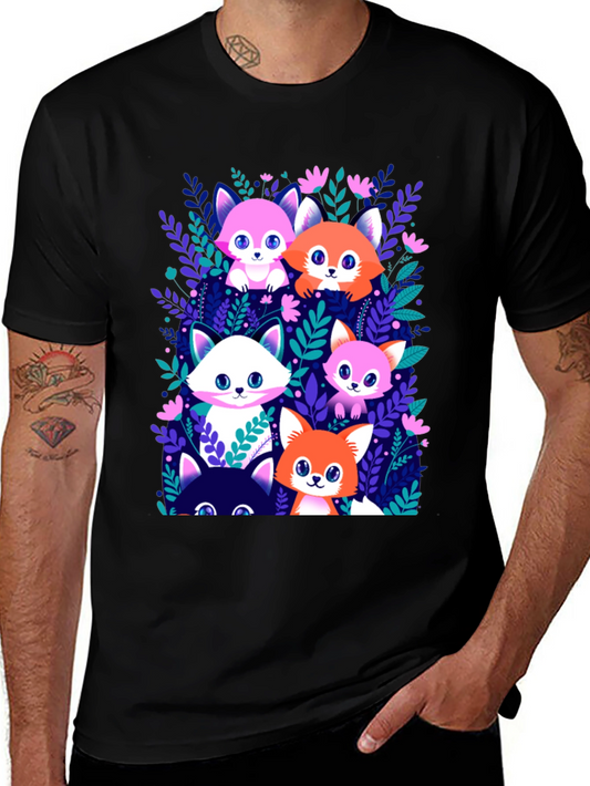 Cute Cartoon Foxes T-Shirt - Fun Graphic Tee