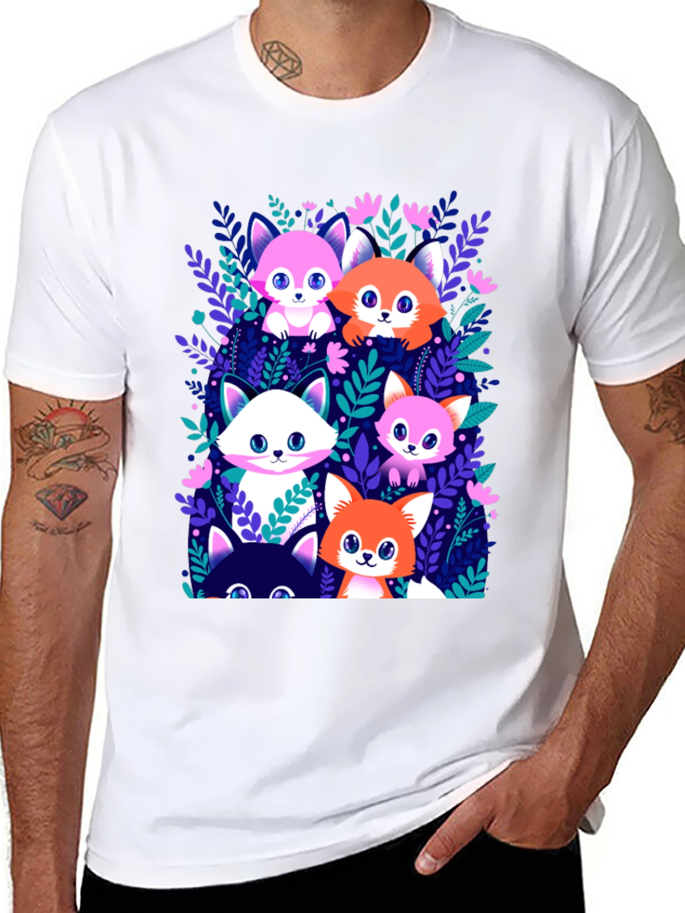 Cute Cartoon Foxes T-Shirt - Fun Graphic Tee