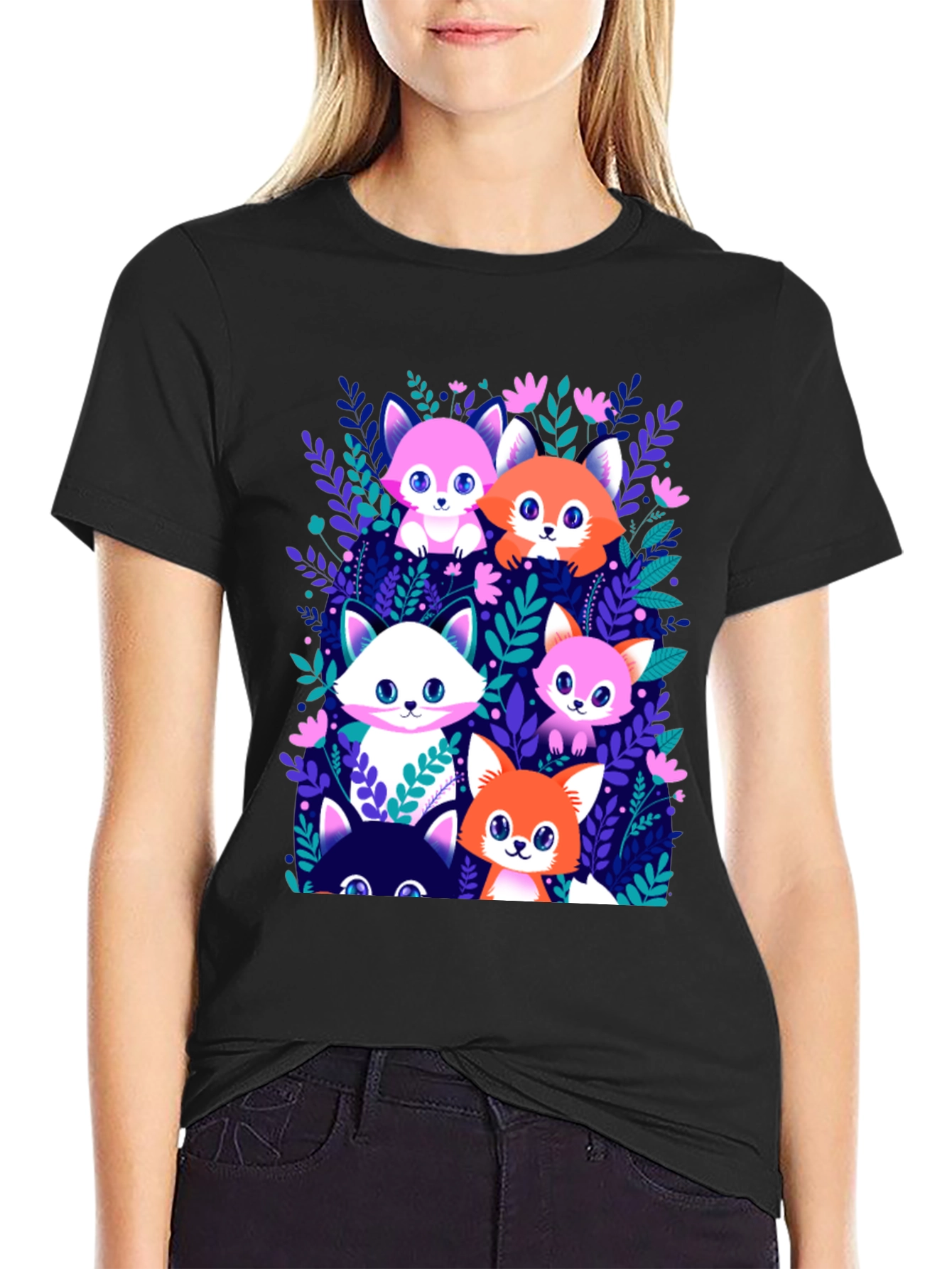 Cute Cartoon Foxes T-Shirt - Fun Graphic Tee