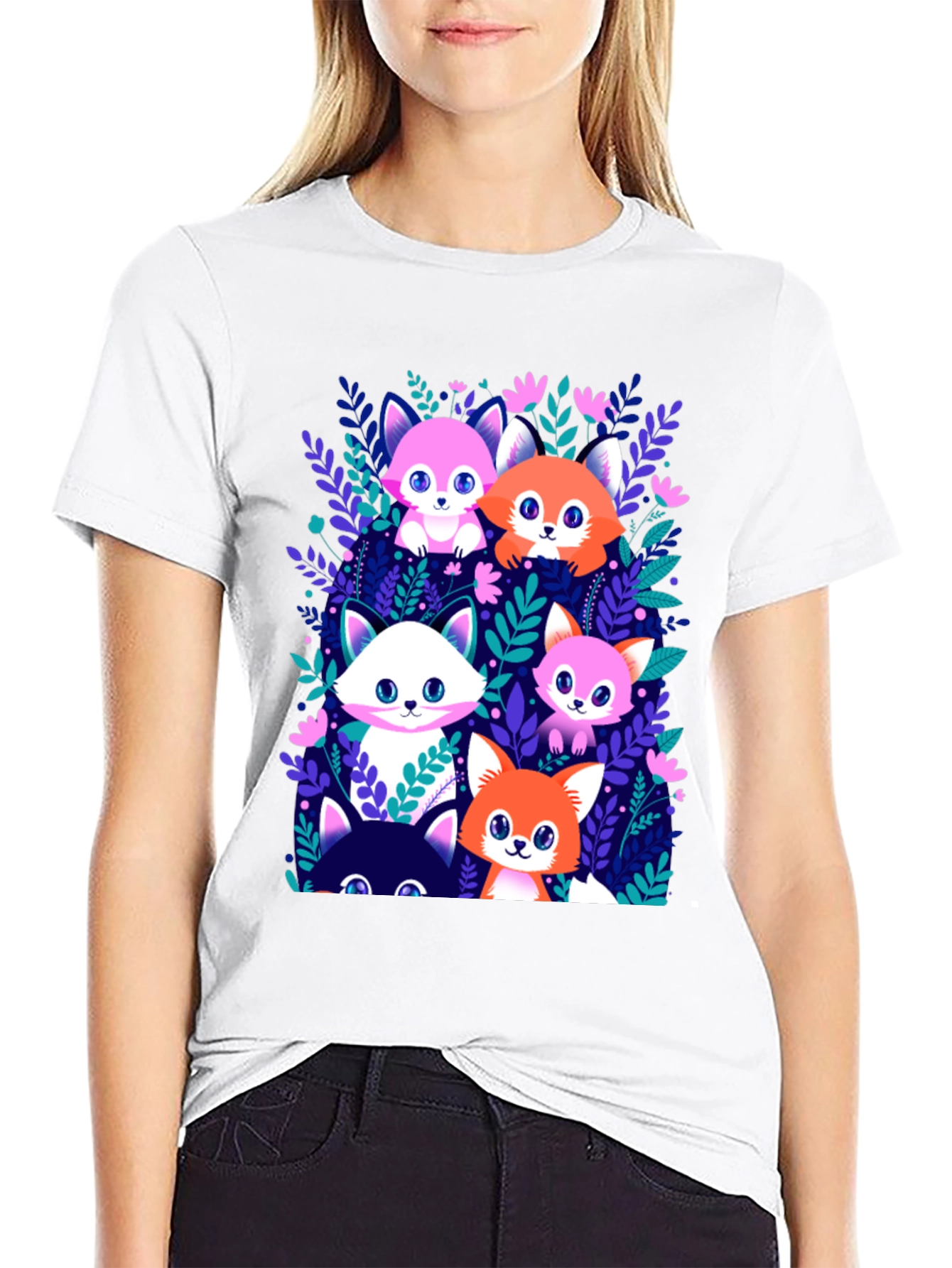 Cute Cartoon Foxes T-Shirt - Fun Graphic Tee