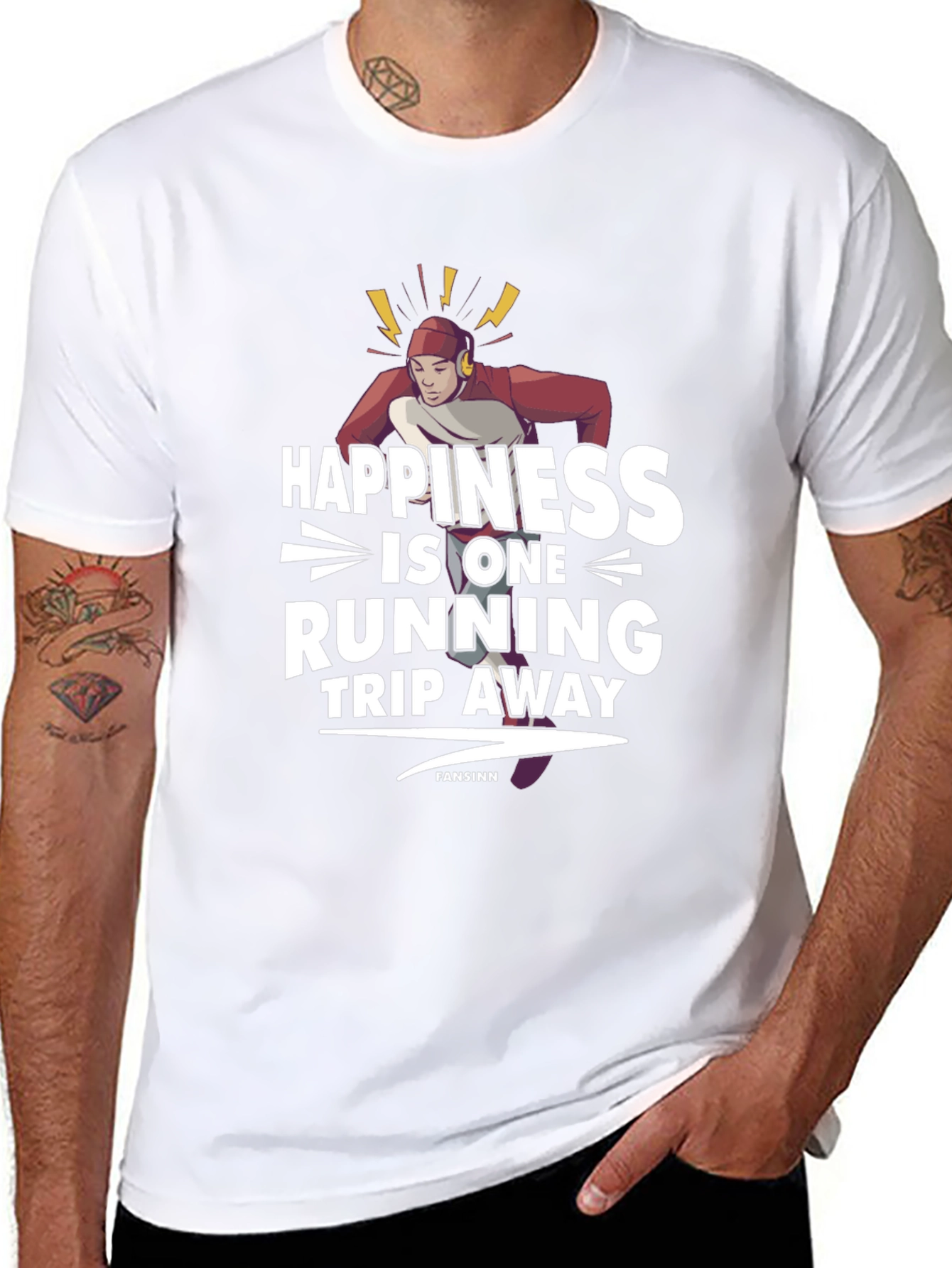 Happiness Is One Running Trip Away Black T-Shirt