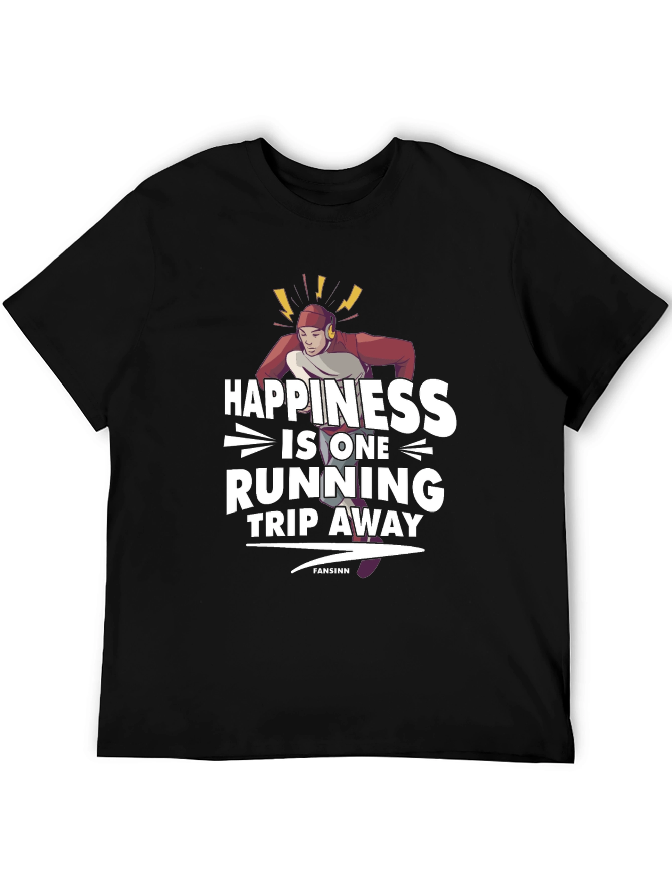 Happiness Is One Running Trip Away Black T-Shirt
