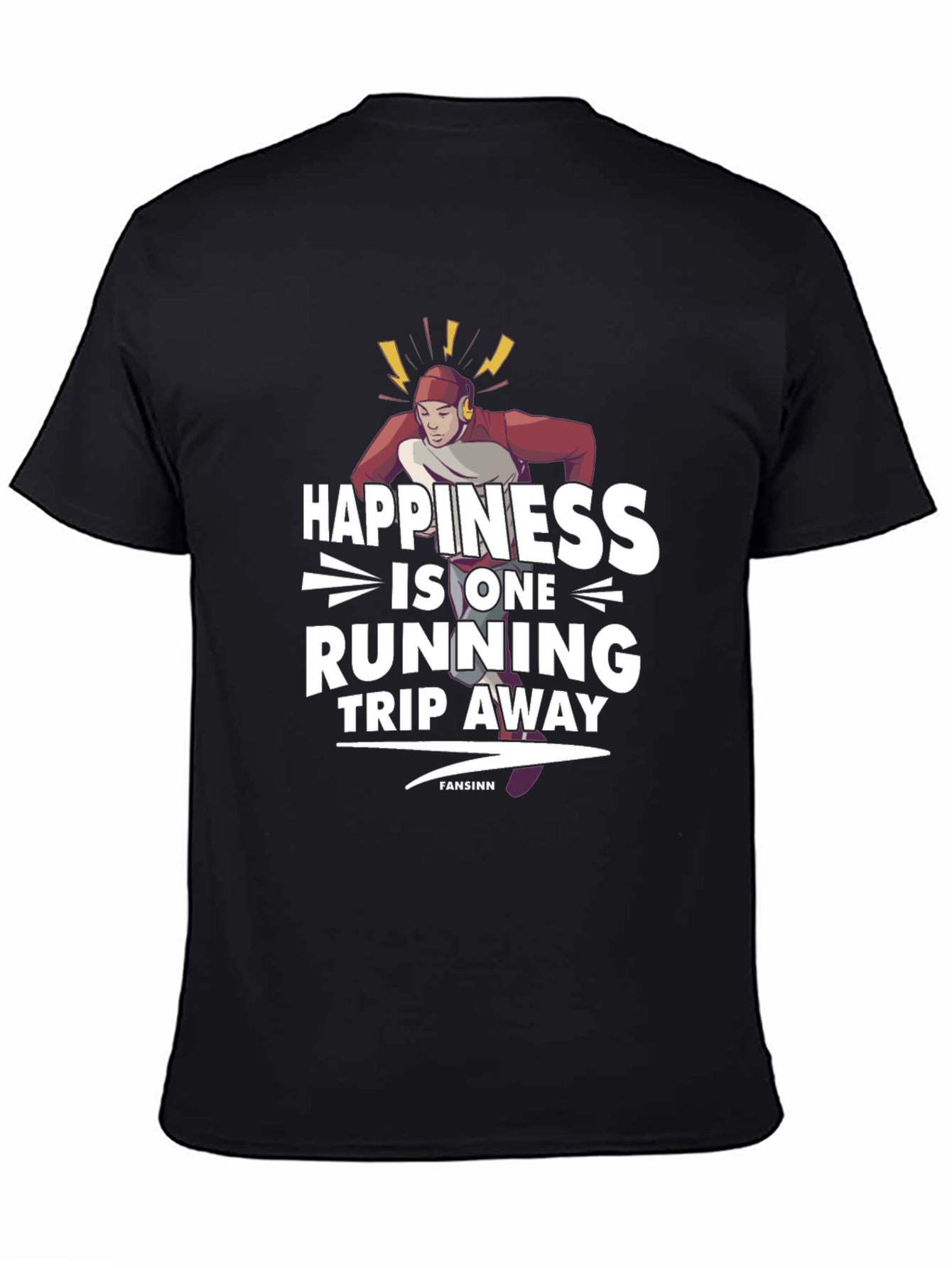 Happiness Is One Running Trip Away Black T-Shirt