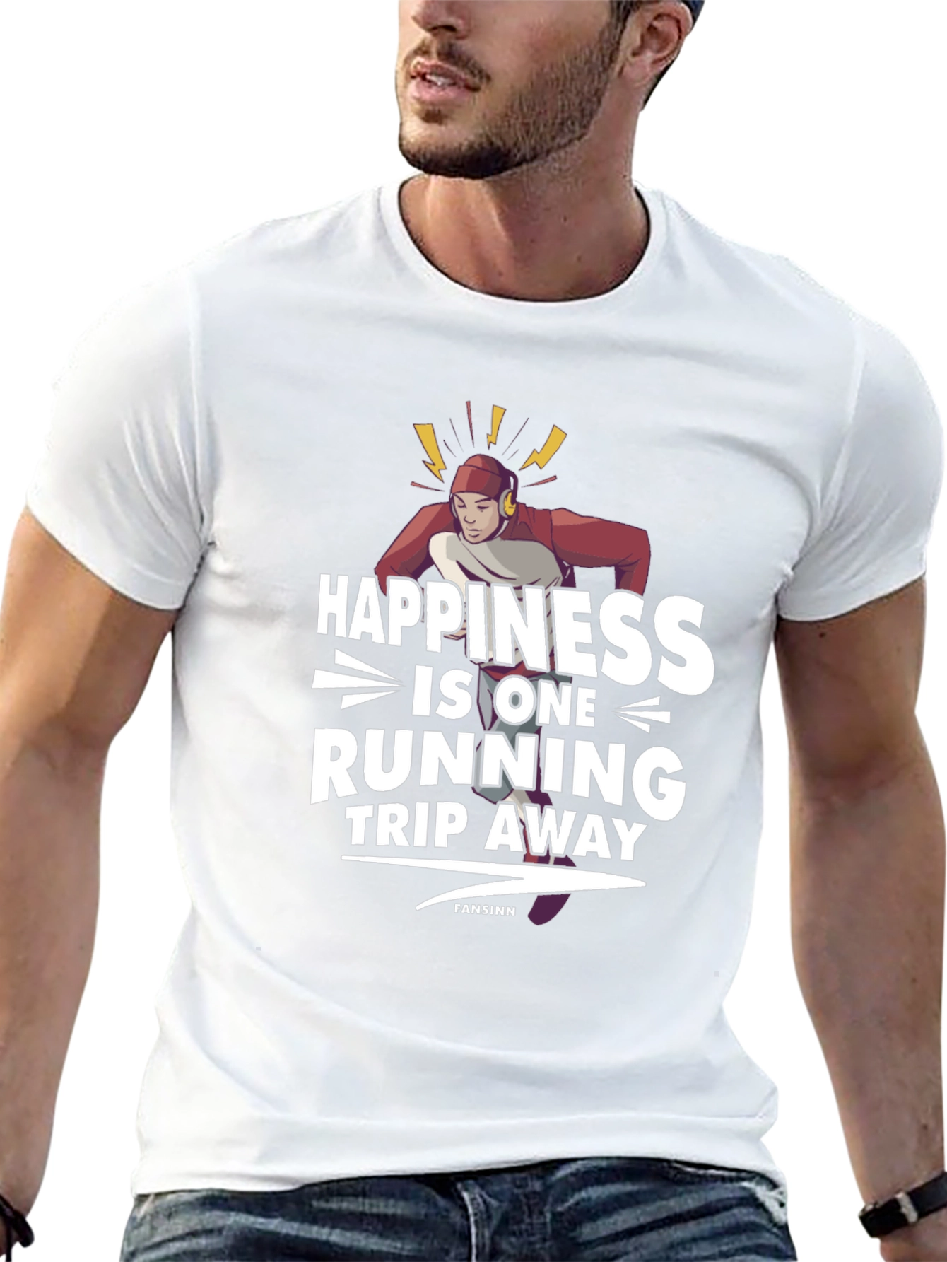 Happiness Is One Running Trip Away Black T-Shirt