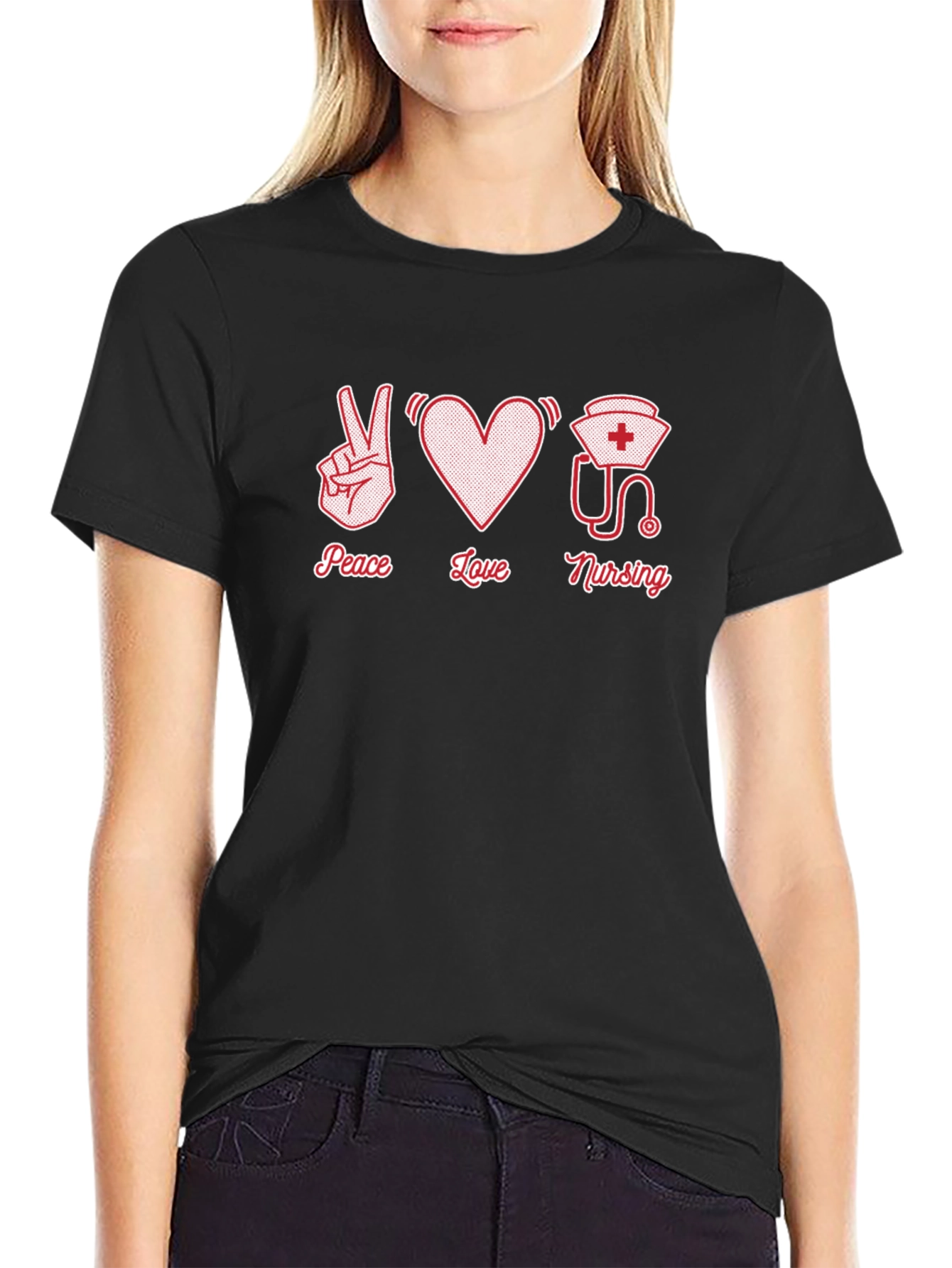Peace Love Nursing Graphic T-Shirt