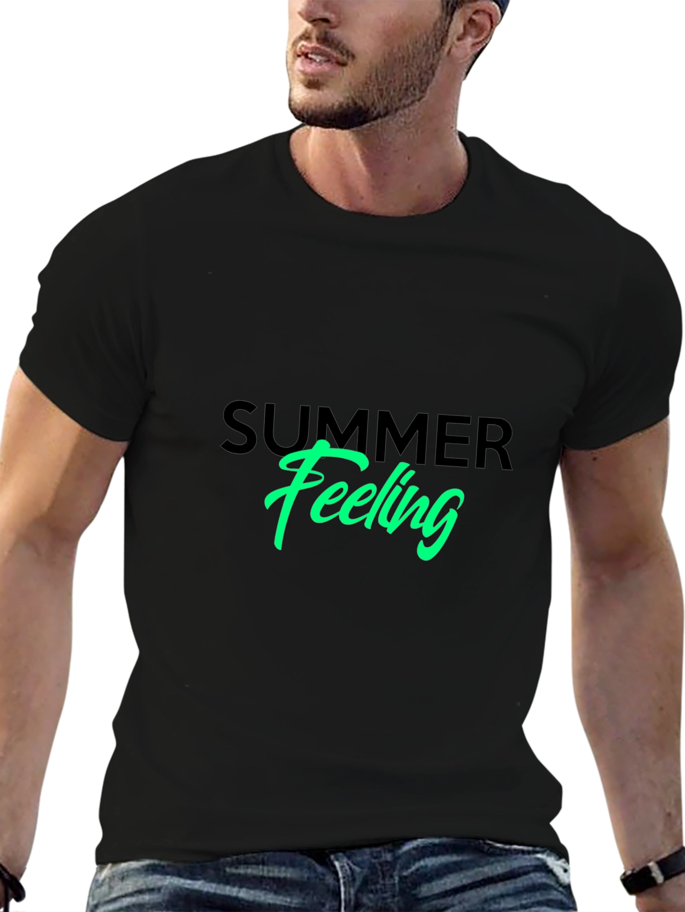 Summer Feeling Graphic Tee - Black