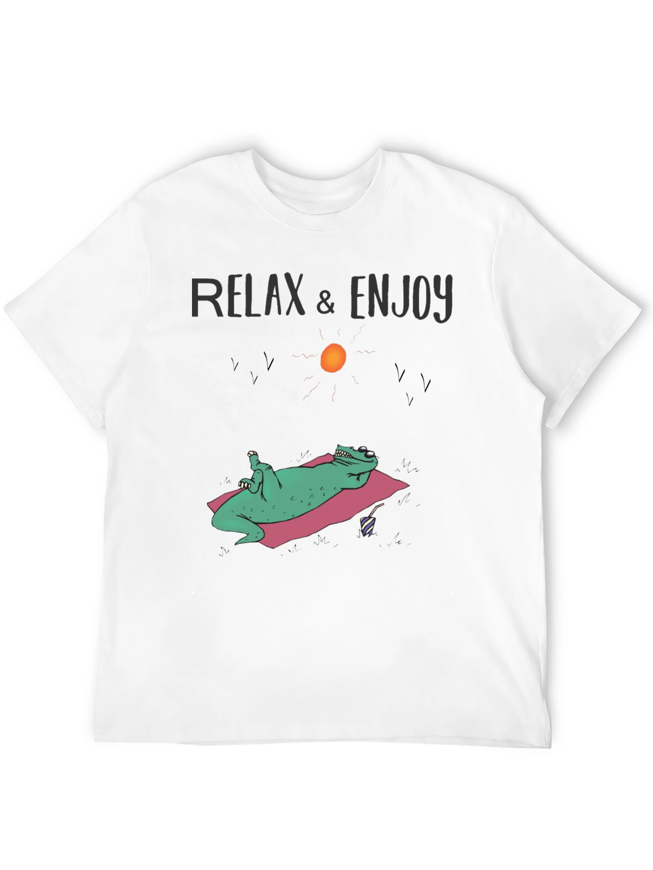 Relax & Enjoy T-Shirt - Funny Lizard Sunbathing Design