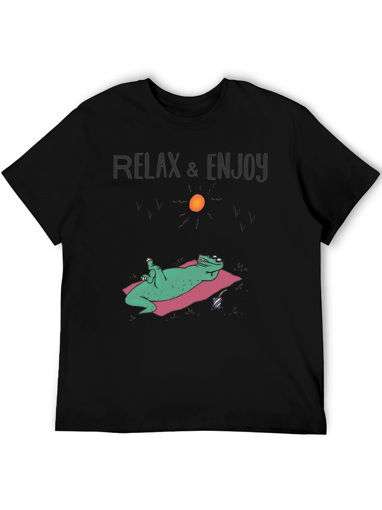 Relax & Enjoy T-Shirt - Funny Lizard Sunbathing Design