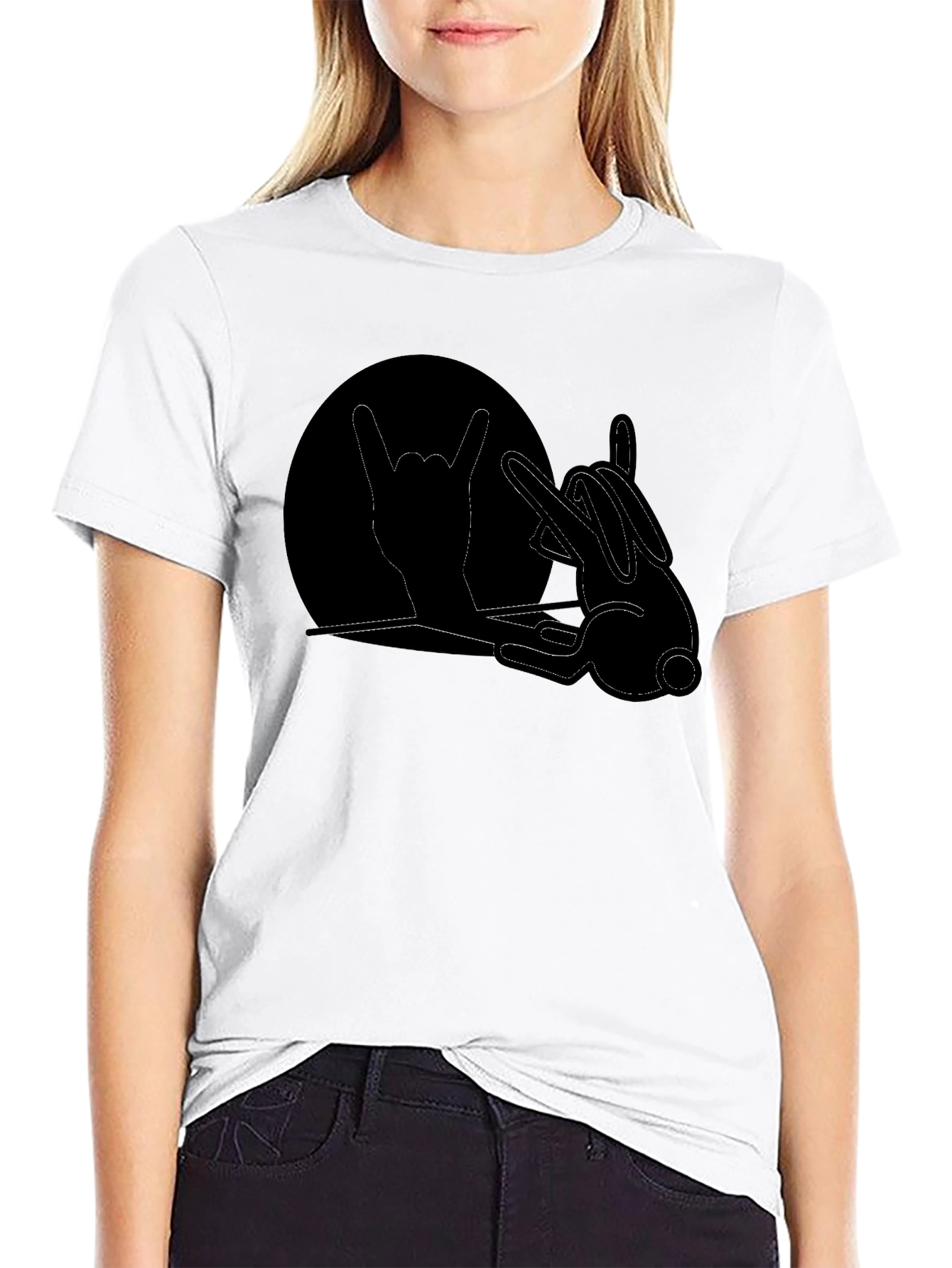 Rock On Bunny T-Shirt - Black