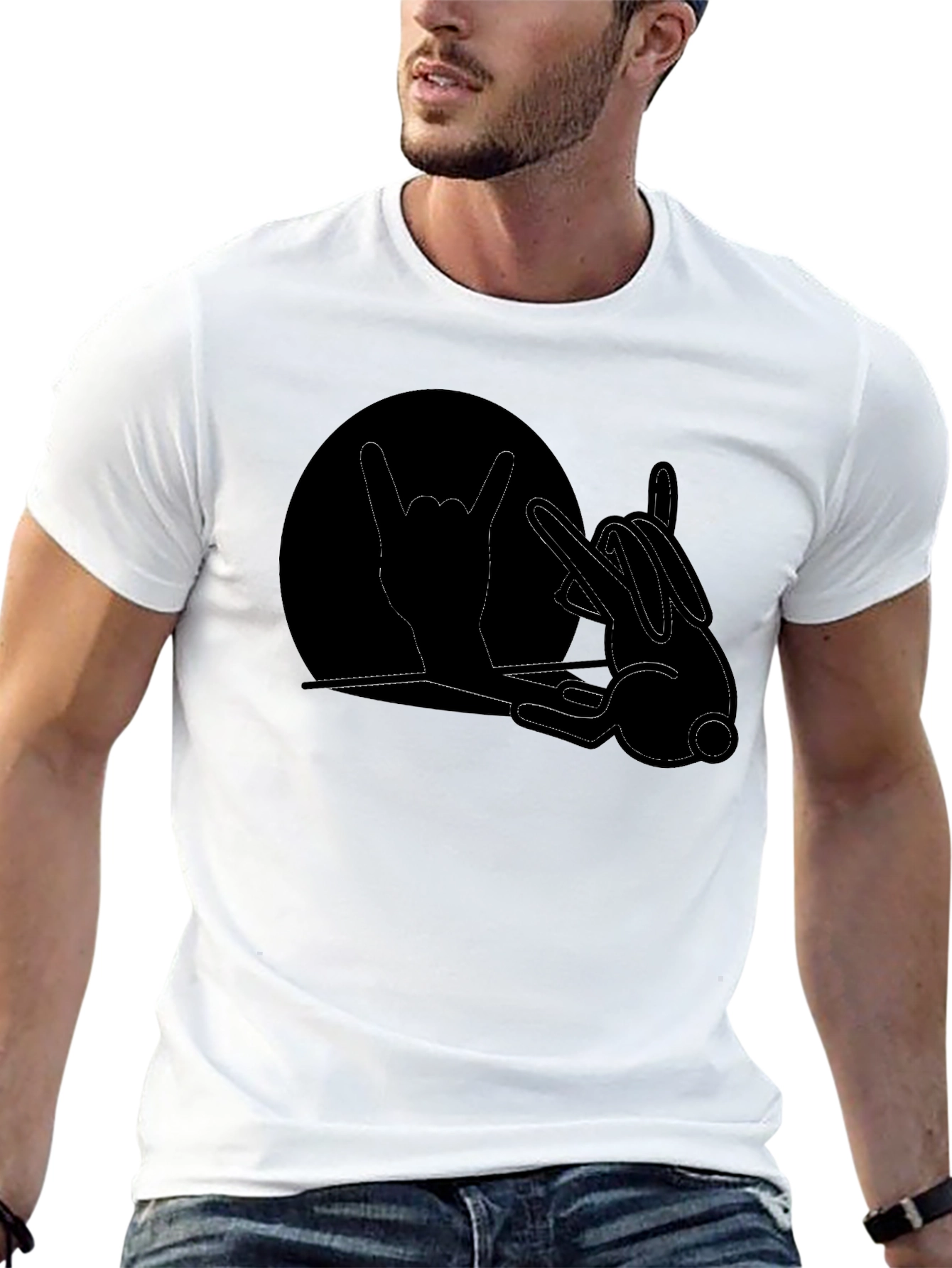 Rock On Bunny T-Shirt - Black
