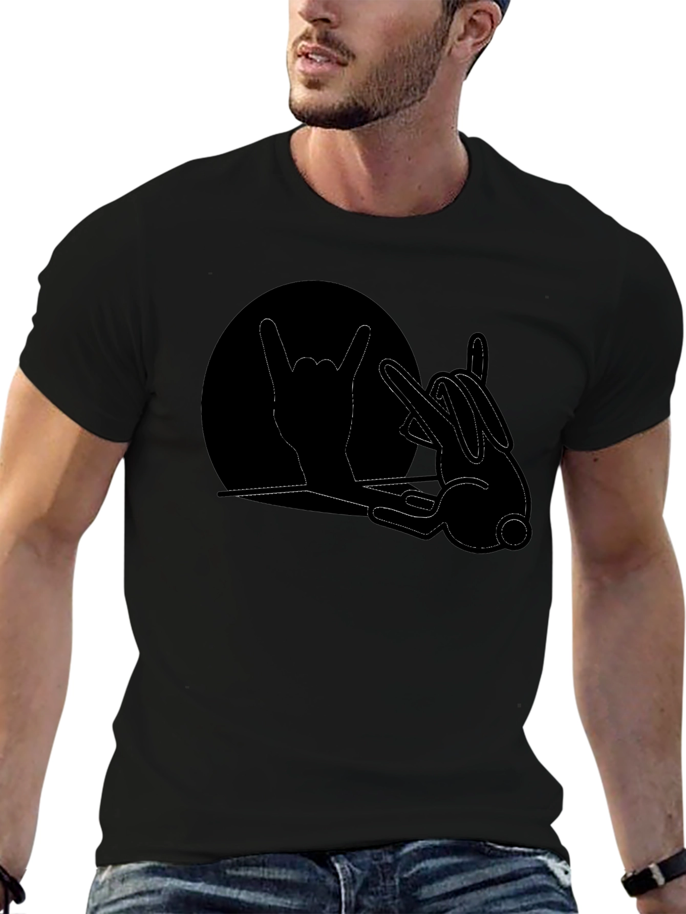 Rock On Bunny T-Shirt - Black