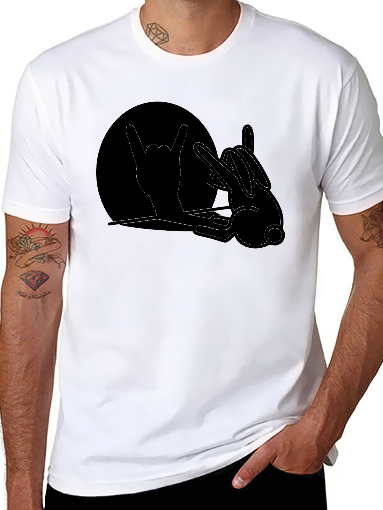 Rock On Bunny T-Shirt - Black
