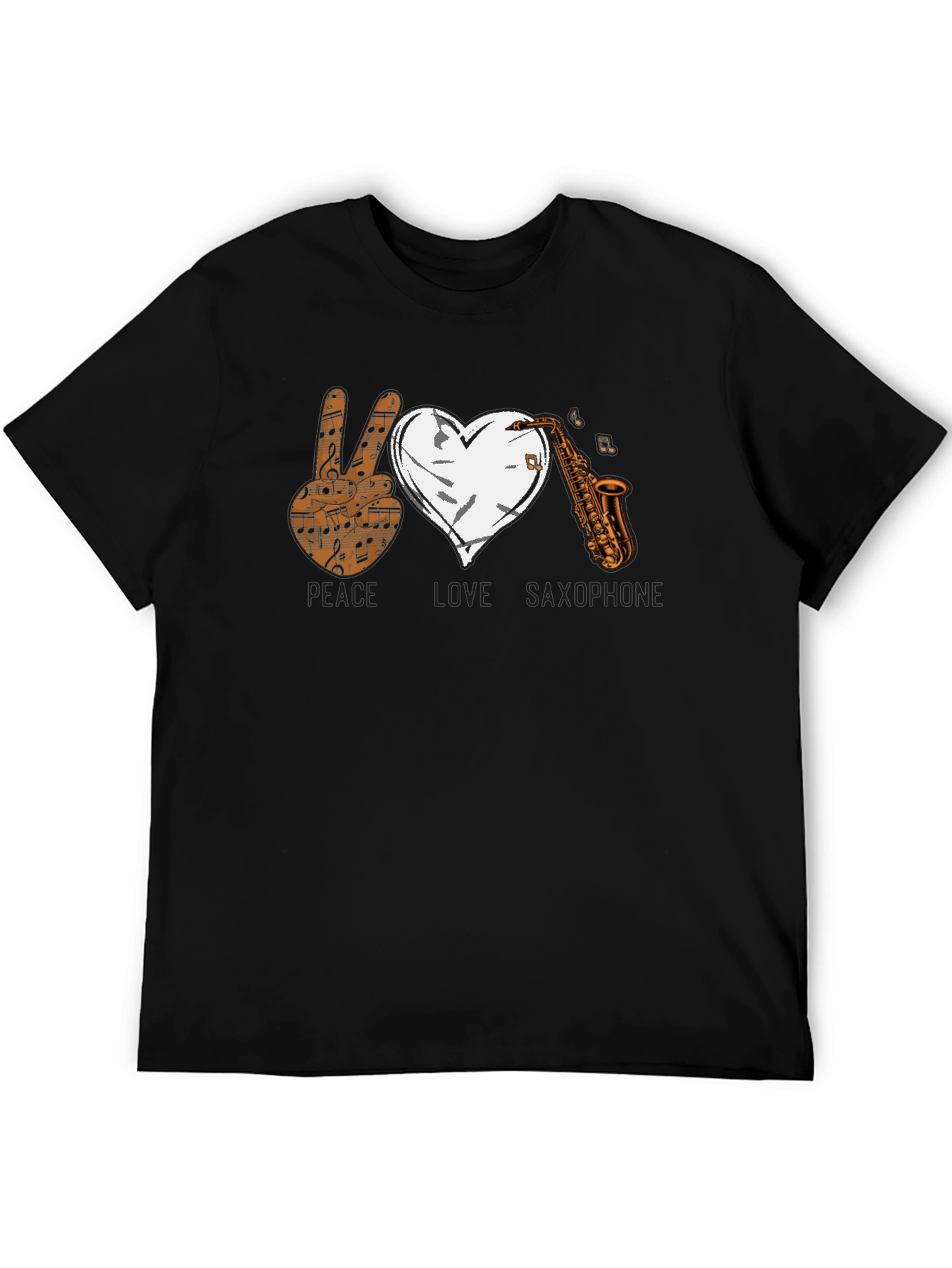 Peace Love Saxophone Graphic T-Shirt