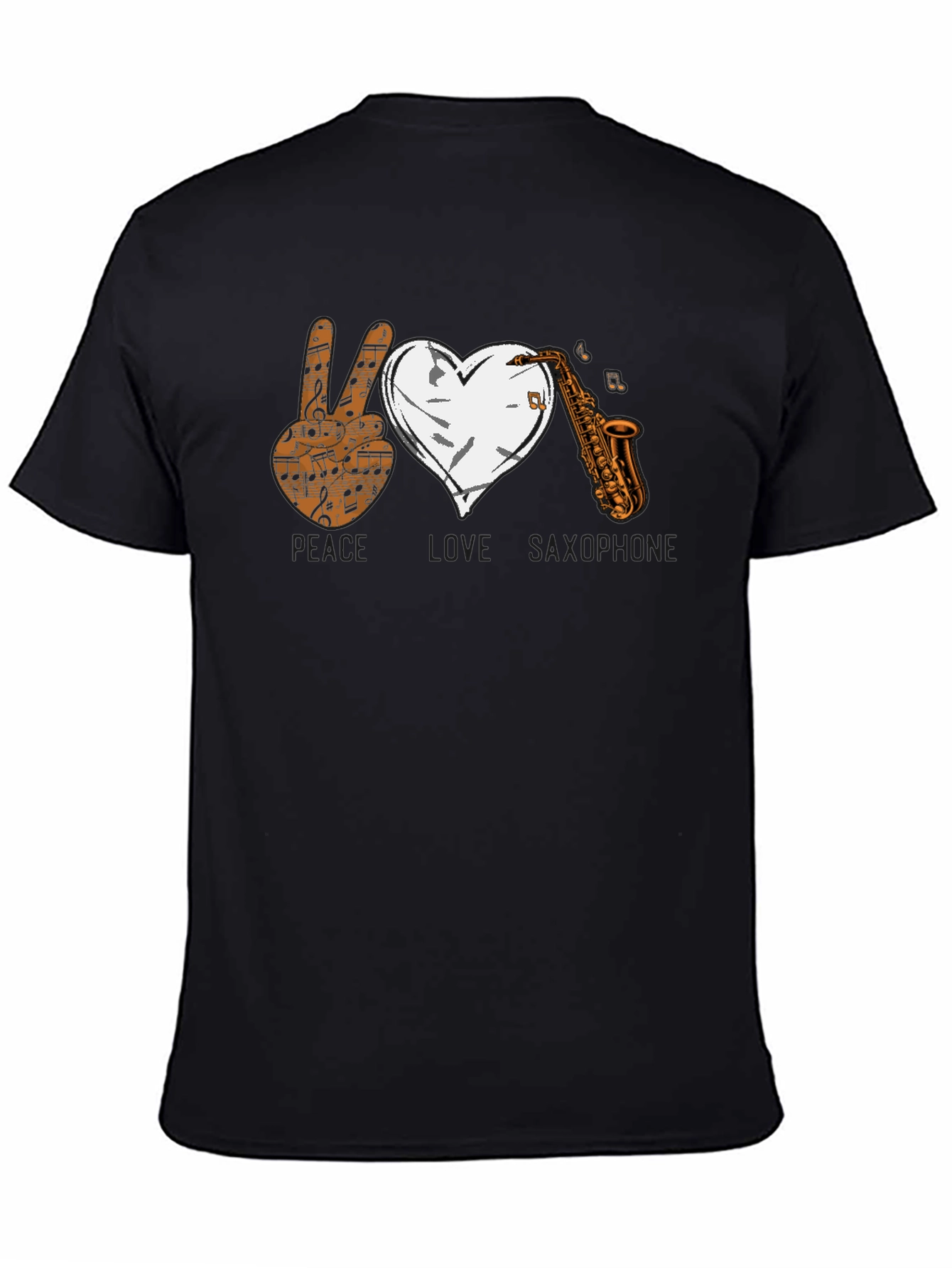Peace Love Saxophone Graphic T-Shirt