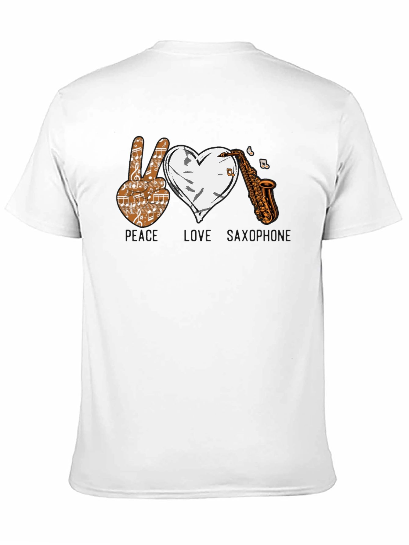 Peace Love Saxophone Graphic T-Shirt