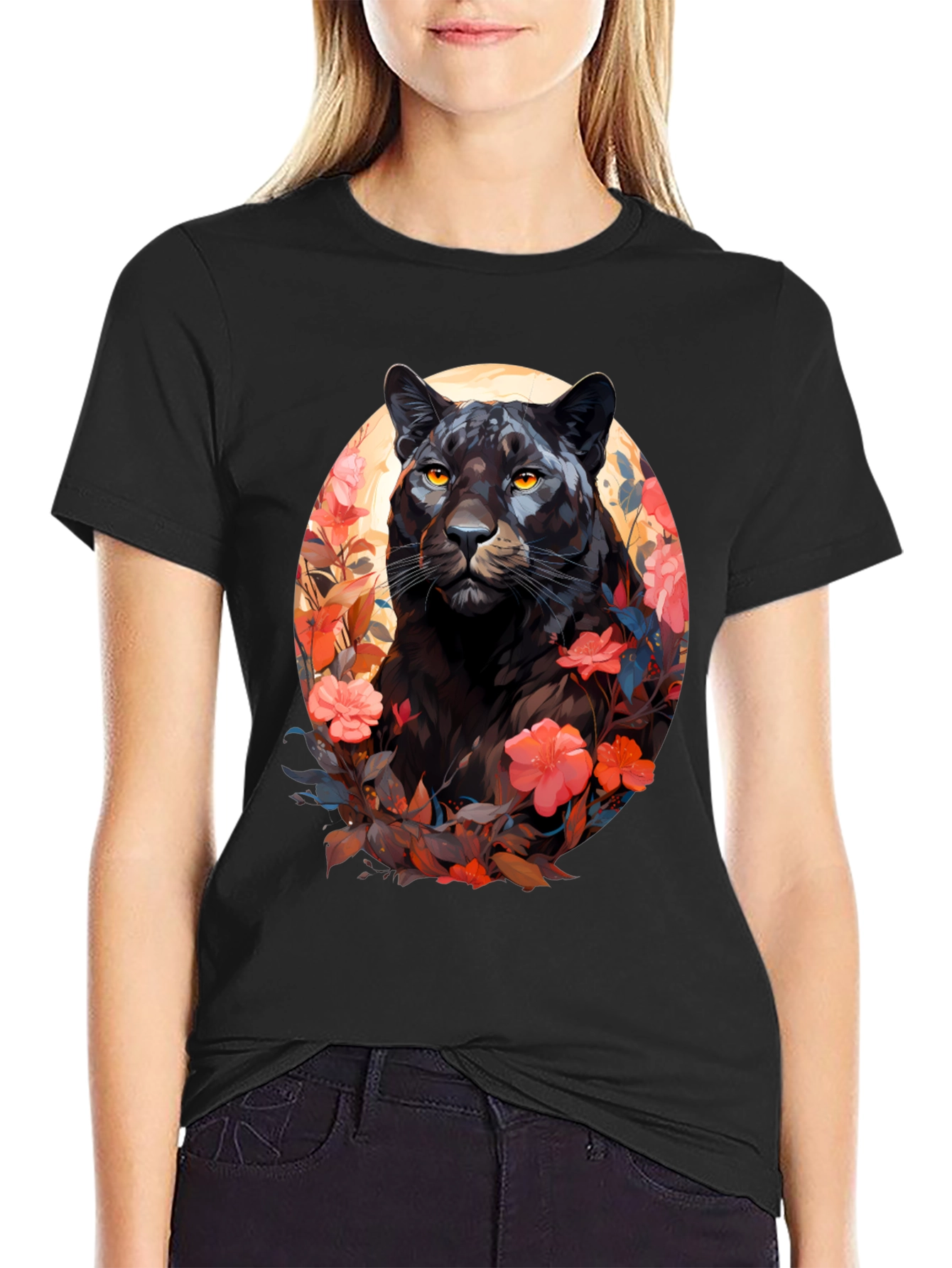 Black Panther Floral Graphic Tee