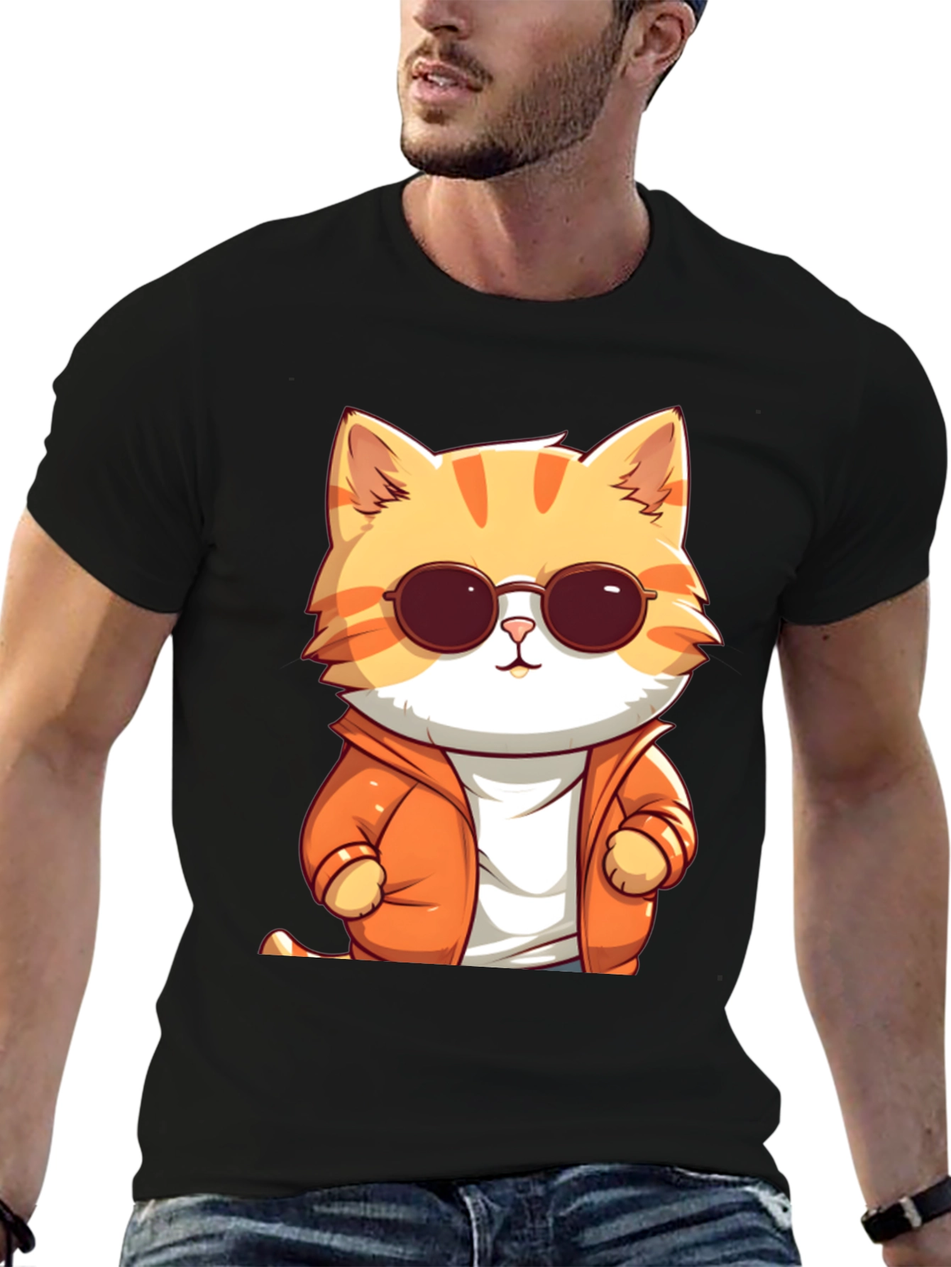 Cool Cat Graphic Tee - Black