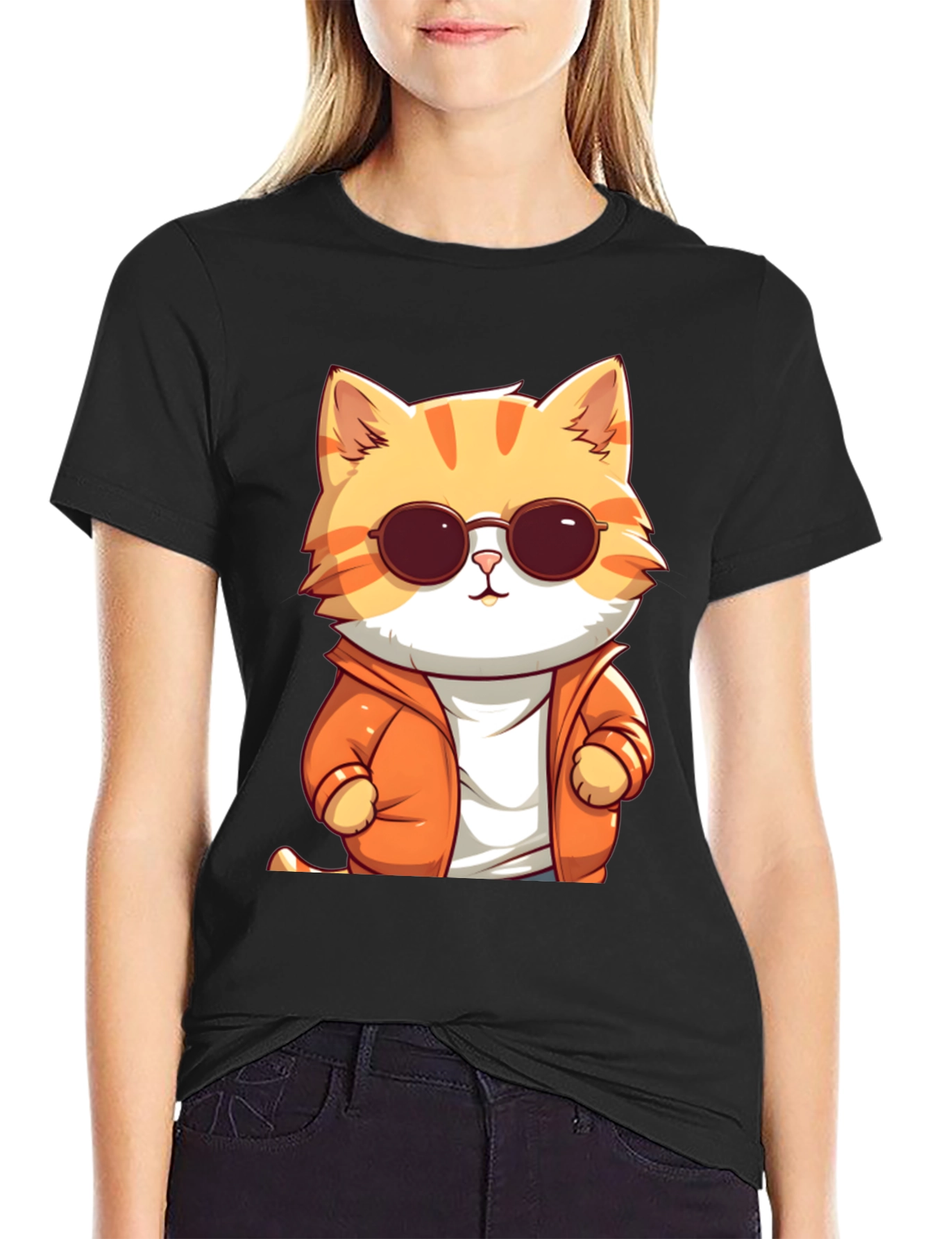 Cool Cat Graphic Tee - Black