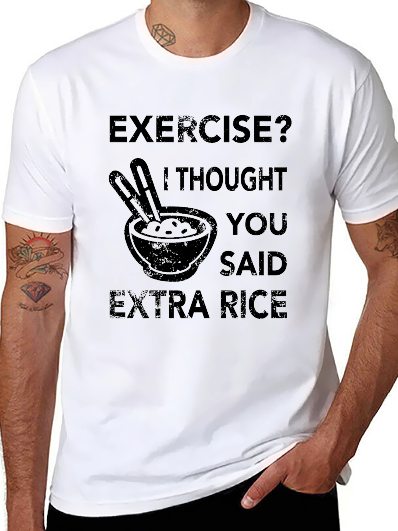 Exercise? Extra Rice T-Shirt - Funny Foodie Tee