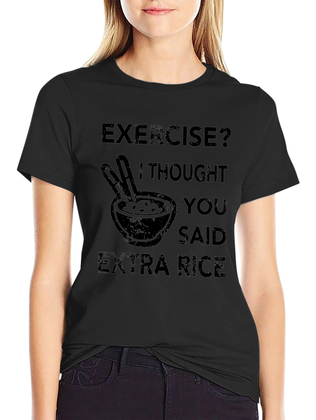 Exercise? Extra Rice T-Shirt - Funny Foodie Tee