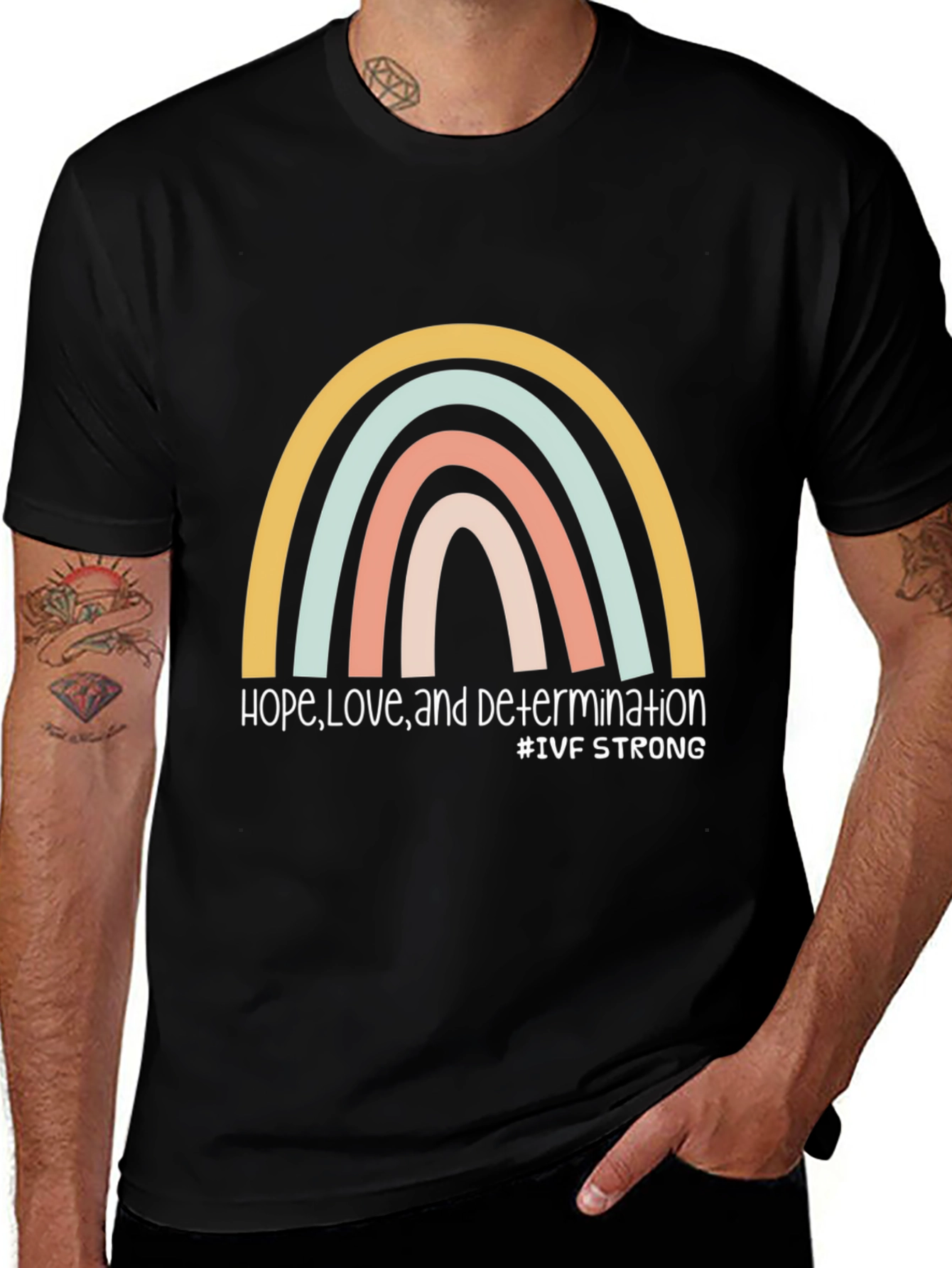 IVF Strong Rainbow Graphic T-Shirt - Hope Love Determination
