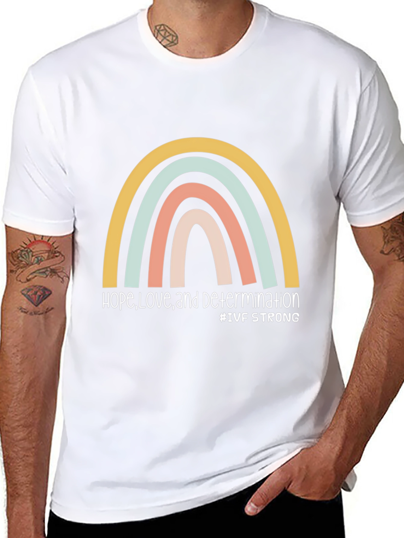 IVF Strong Rainbow Graphic T-Shirt - Hope Love Determination