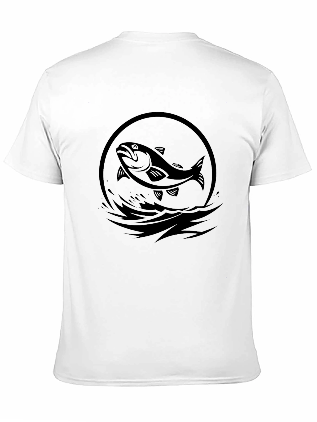 Mens Black T-Shirt with Fishing Design