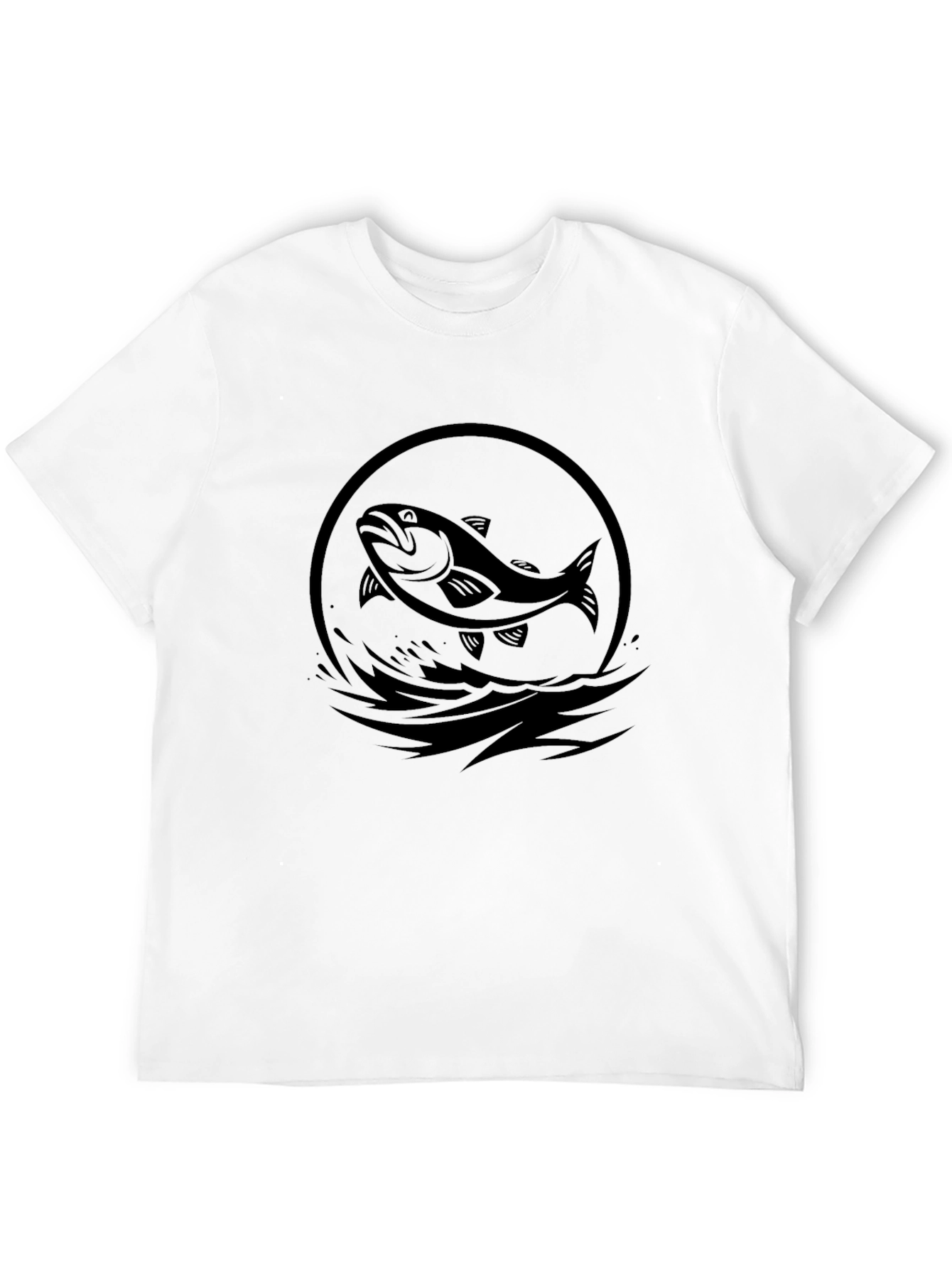 Mens Black T-Shirt with Fishing Design