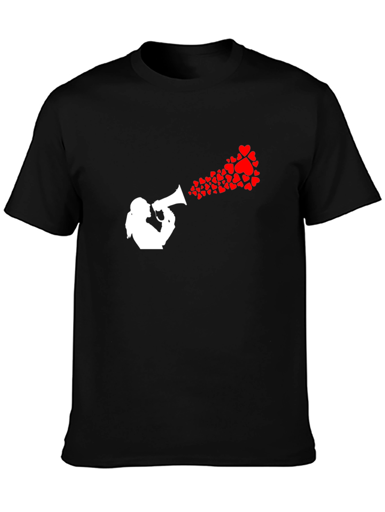 Heart Speaker Graphic Tee - Black Cotton T-Shirt