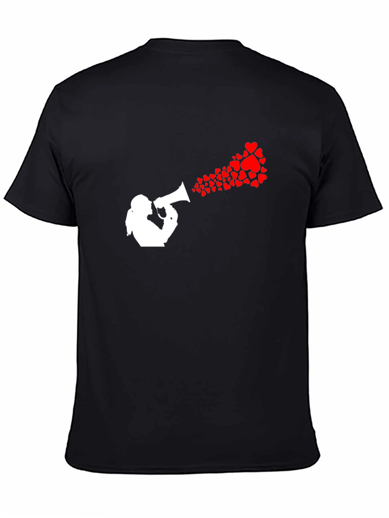 Heart Speaker Graphic Tee - Black Cotton T-Shirt