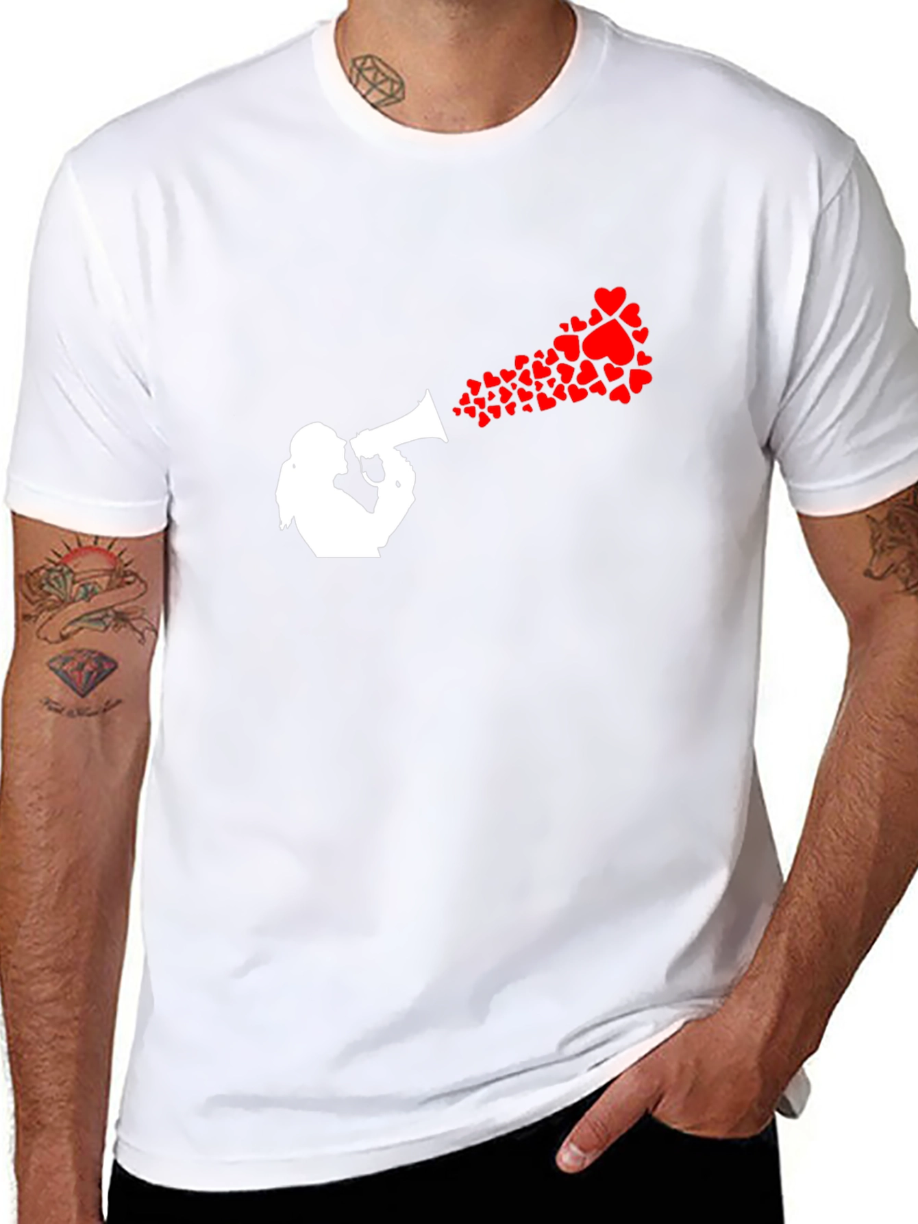 Heart Speaker Graphic Tee - Black Cotton T-Shirt