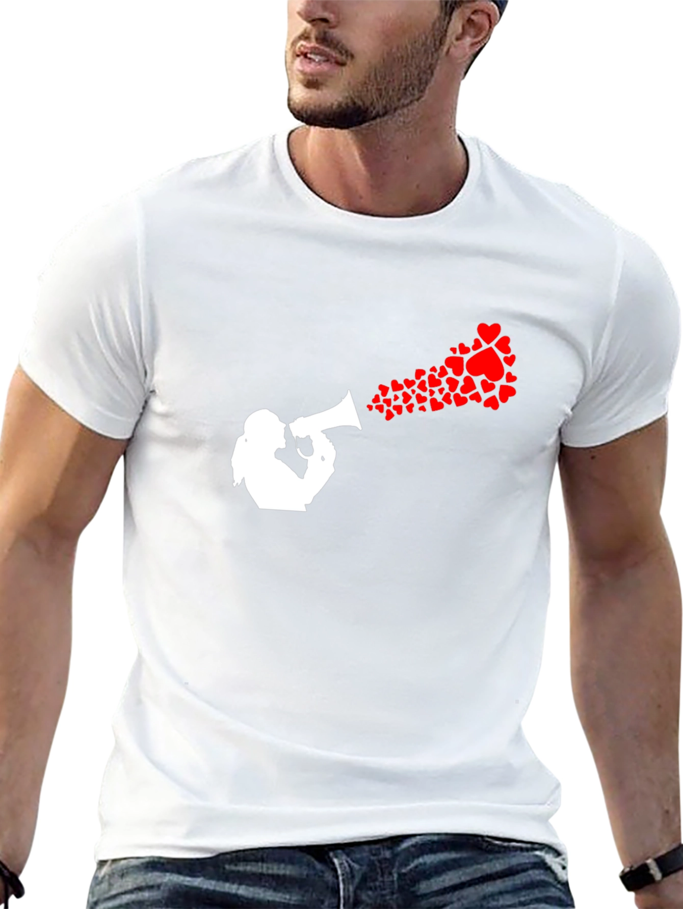 Heart Speaker Graphic Tee - Black Cotton T-Shirt