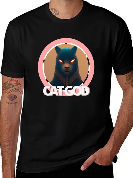 Cat God Graphic Tee - Black T-Shirt