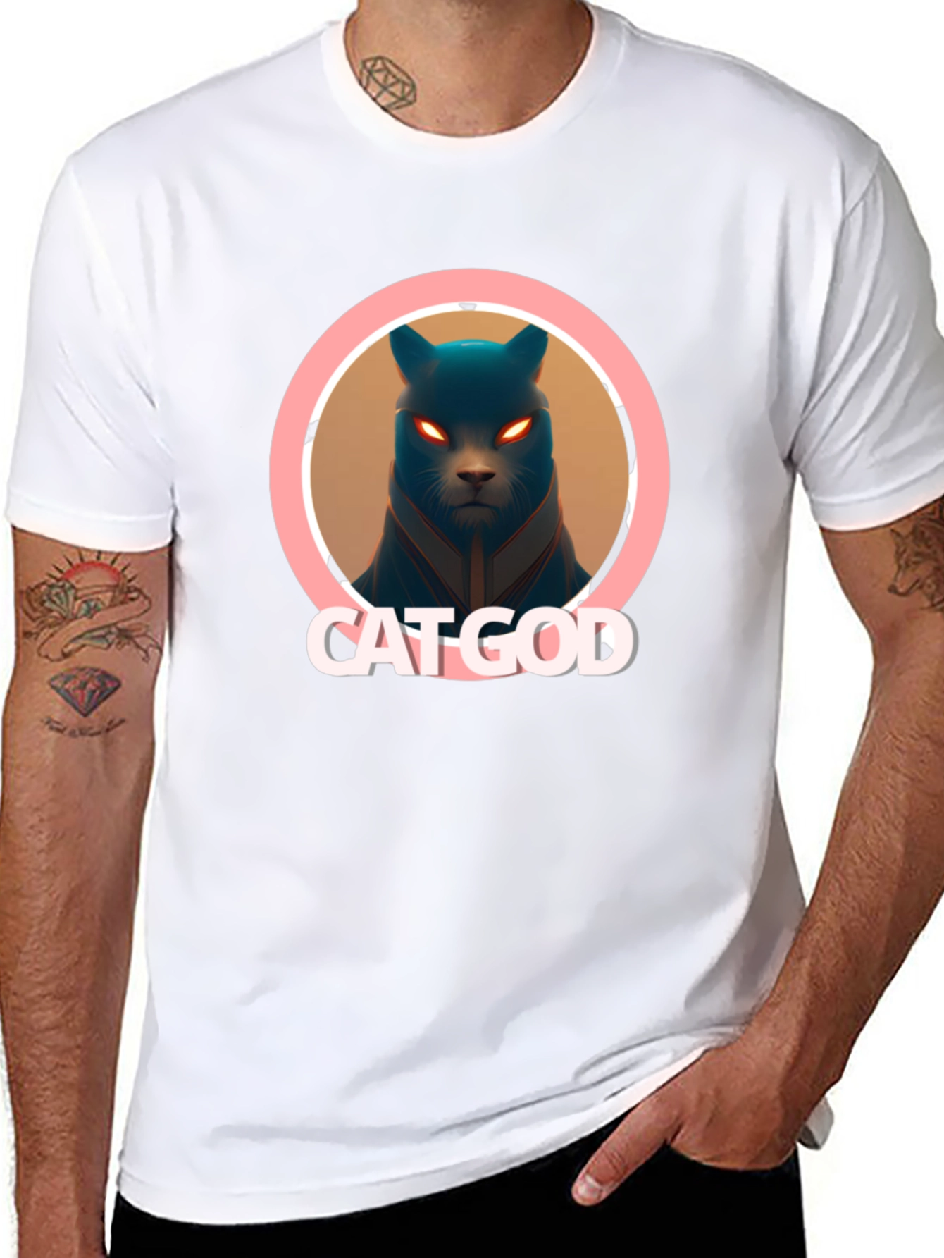 Cat God Graphic Tee - Black T-Shirt