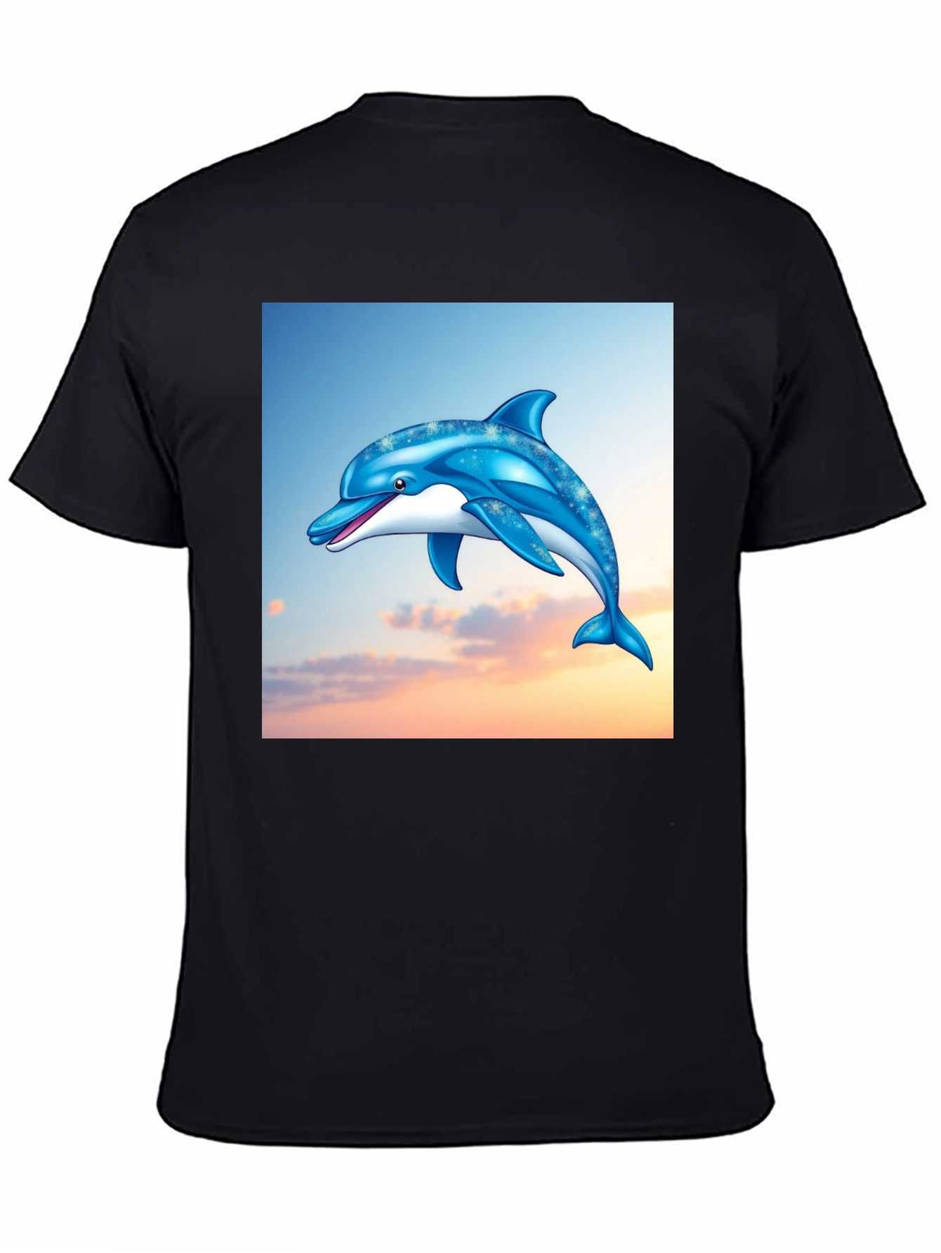 Dolphin Graphic Print Black T-Shirt