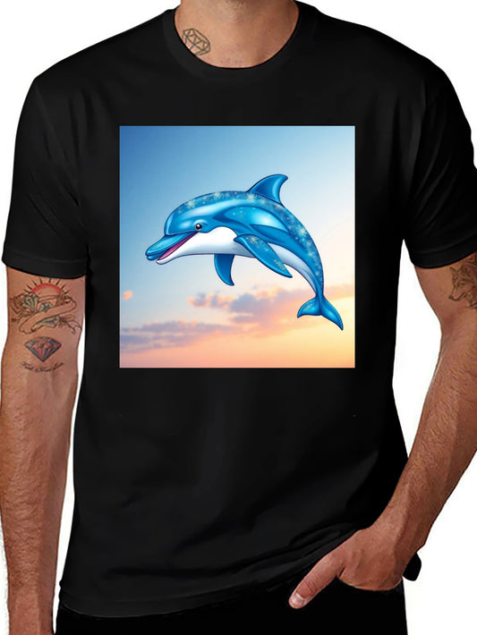 Dolphin Graphic Print Black T-Shirt