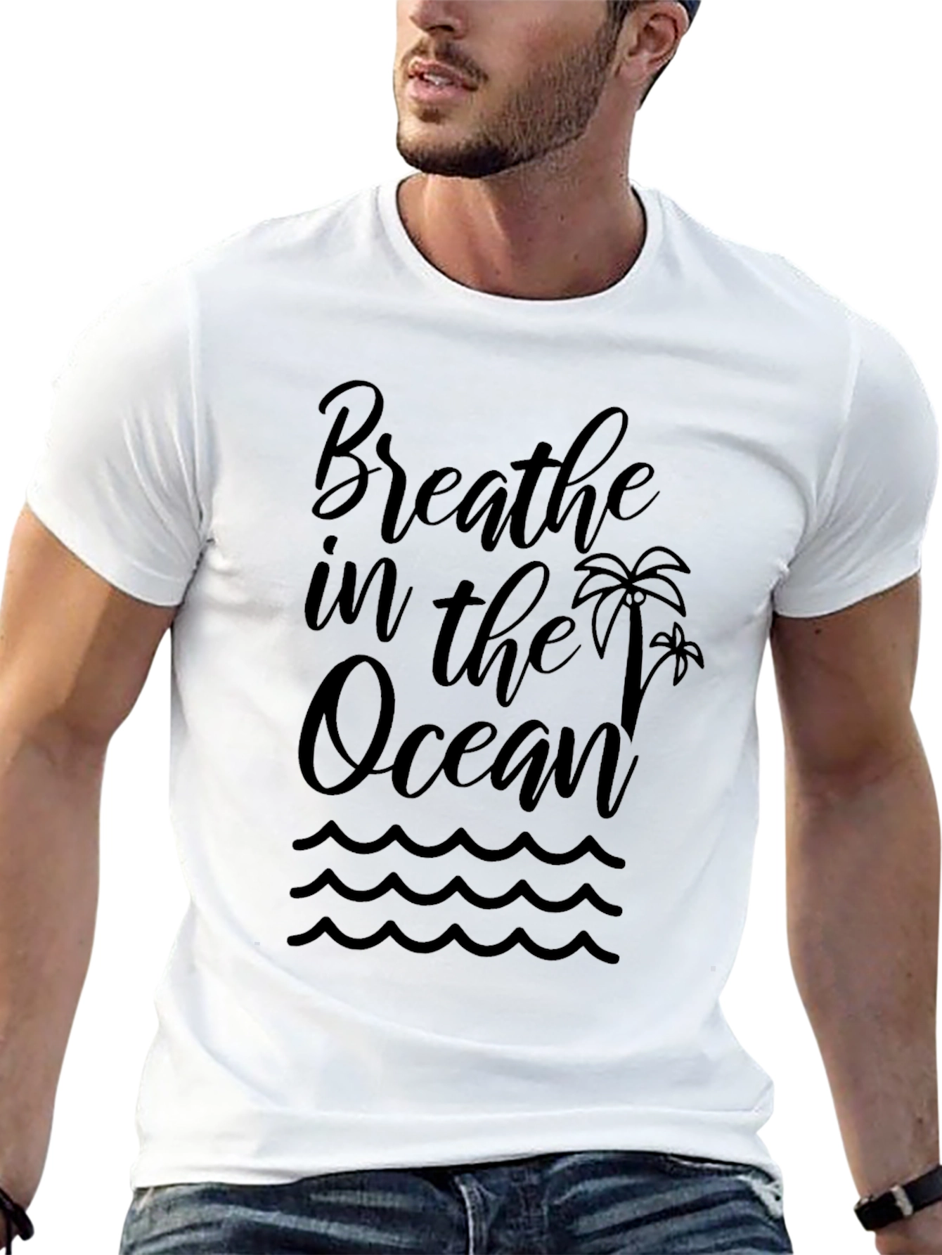 Breathe in the Ocean Black Graphic T-Shirt