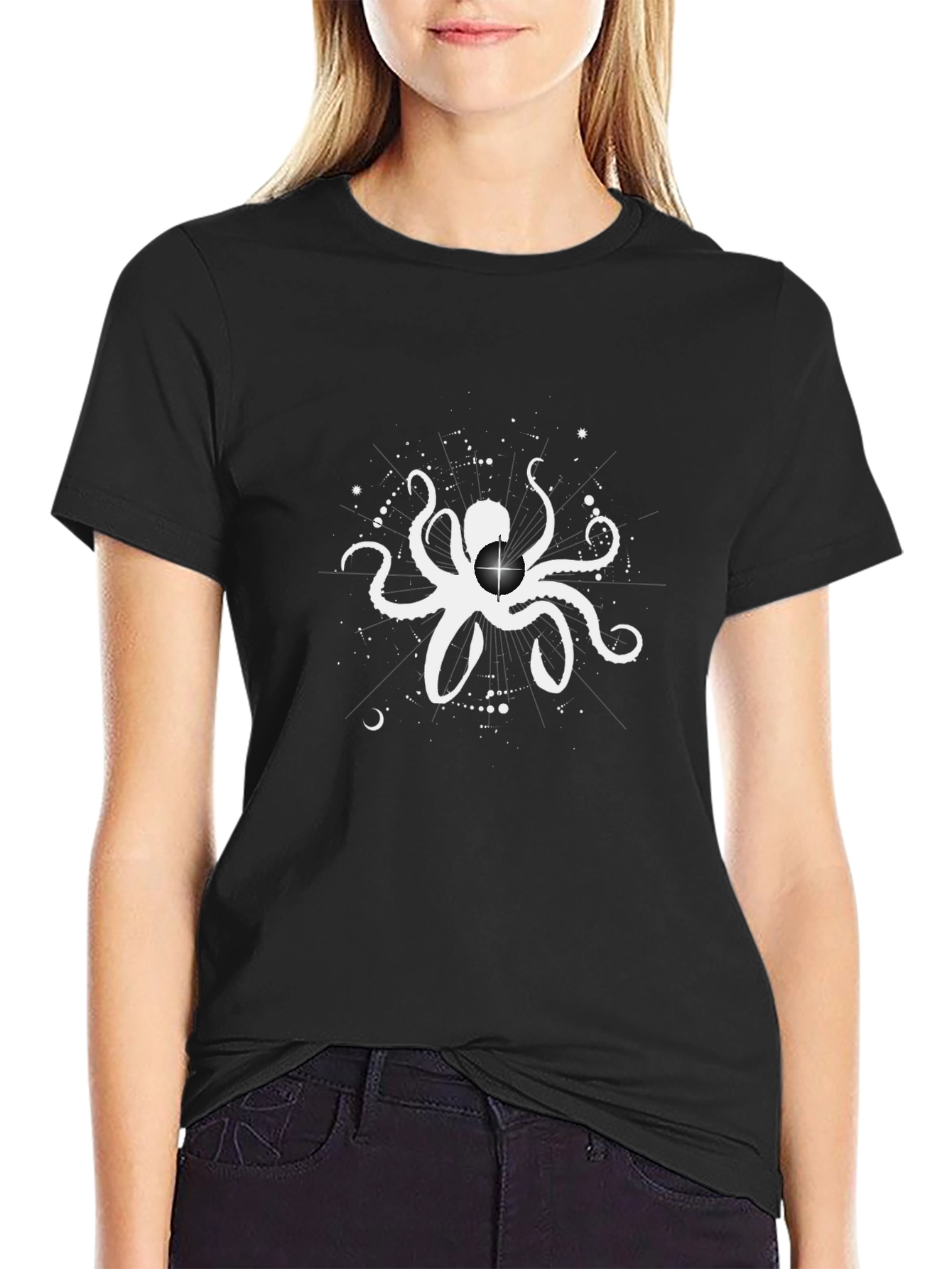 Octopus Star Graphic Black T-Shirt