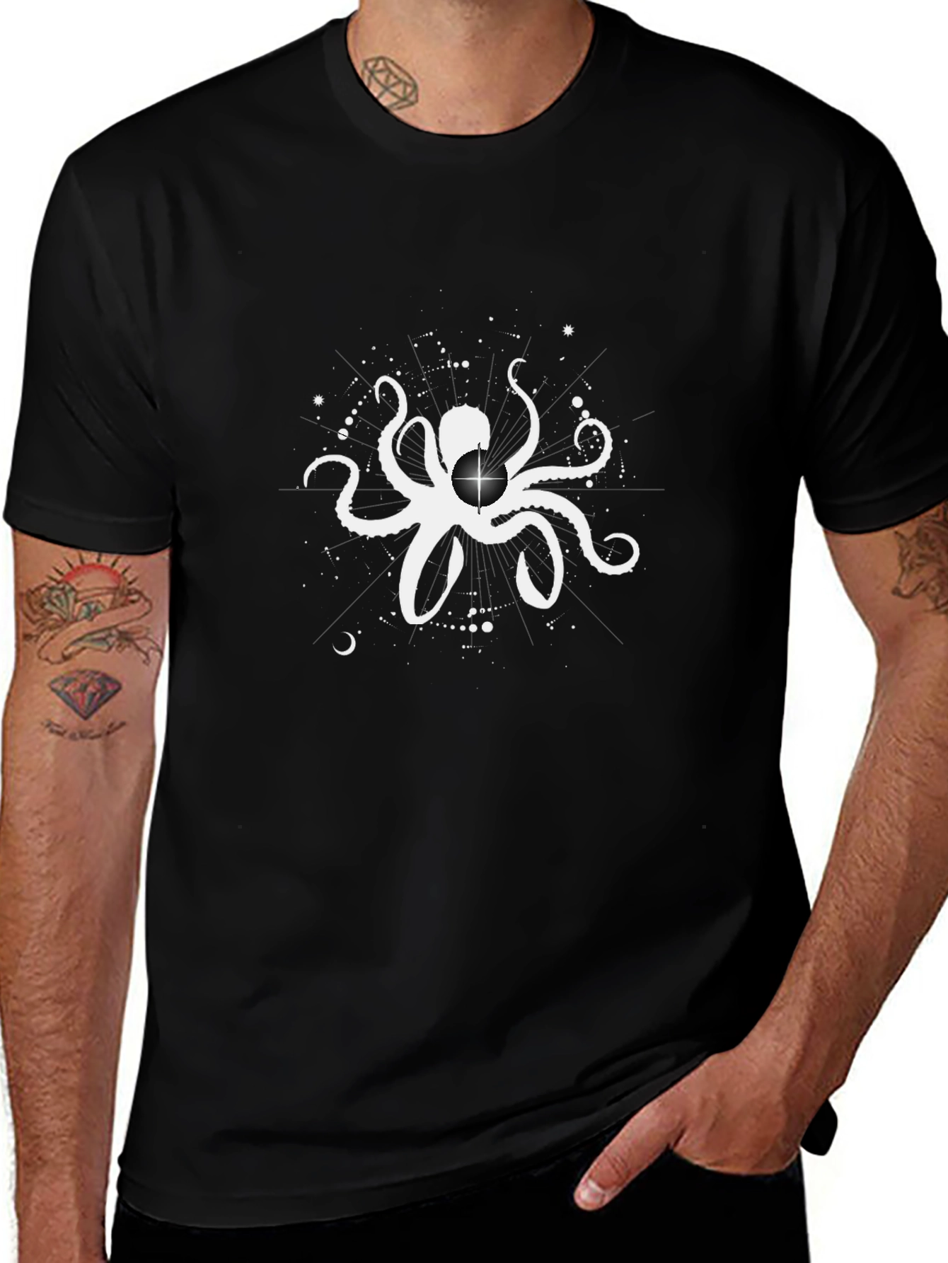 Octopus Star Graphic Black T-Shirt
