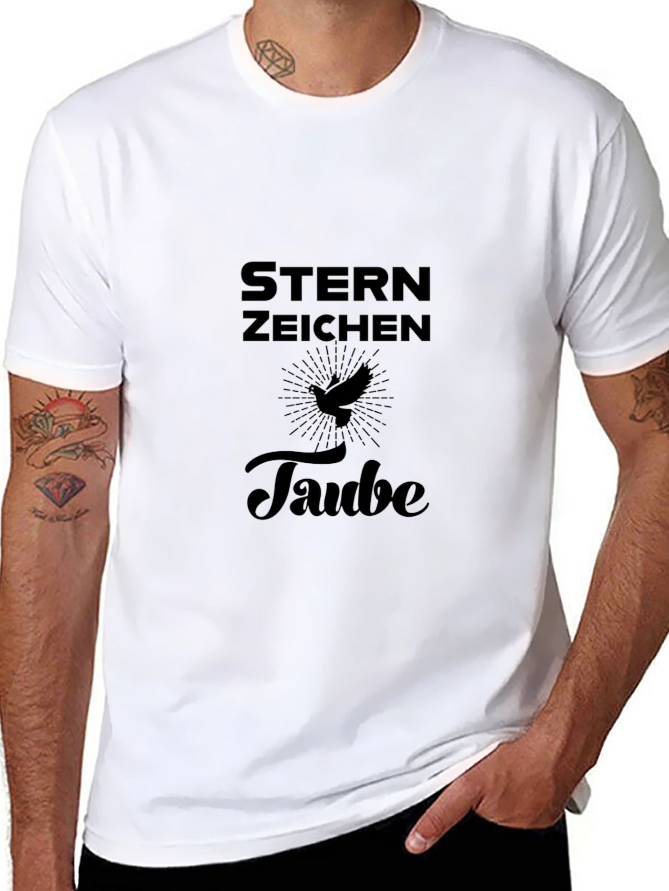 Sternzeichen Taube Black Graphic T-Shirt